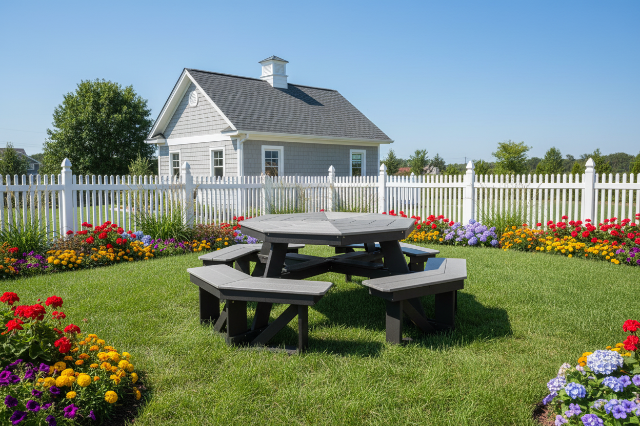8-Person Hillside Octagon Table With Umbrella Hole & Plug