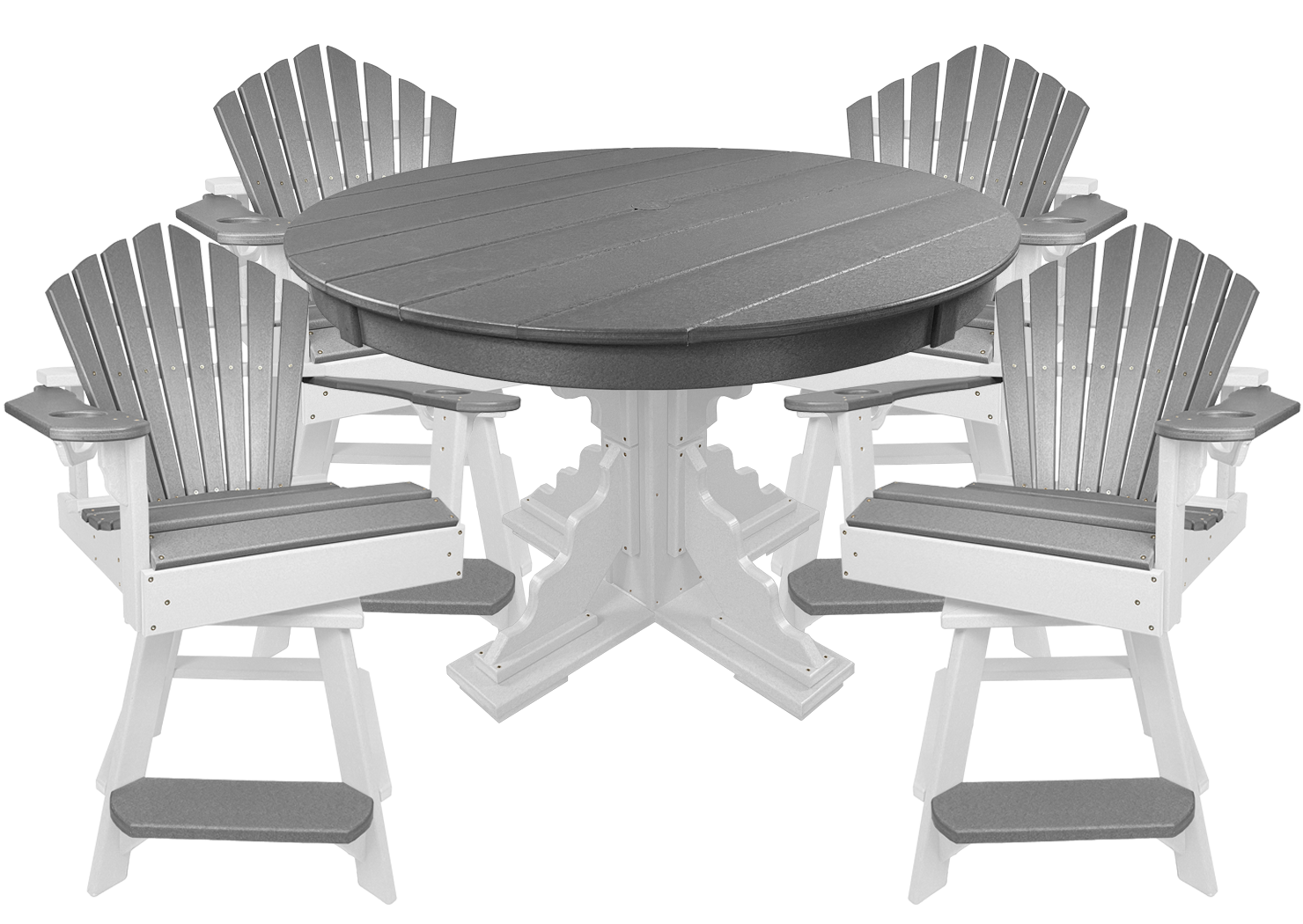 5-Piece 44”rd. Bridgewater Counter Swivels With Built In Cupholders Set