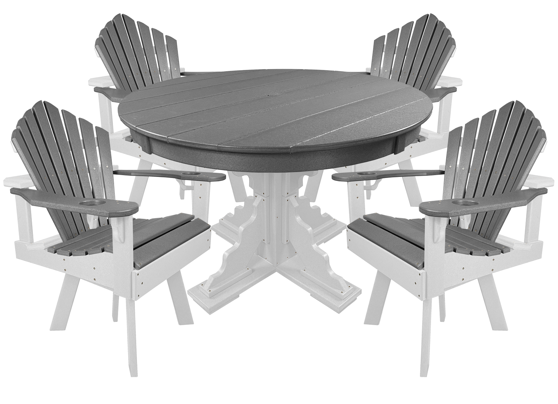 5-Piece 44”rd. Bridgewater Swivel Dining Set With Built In Cupholders