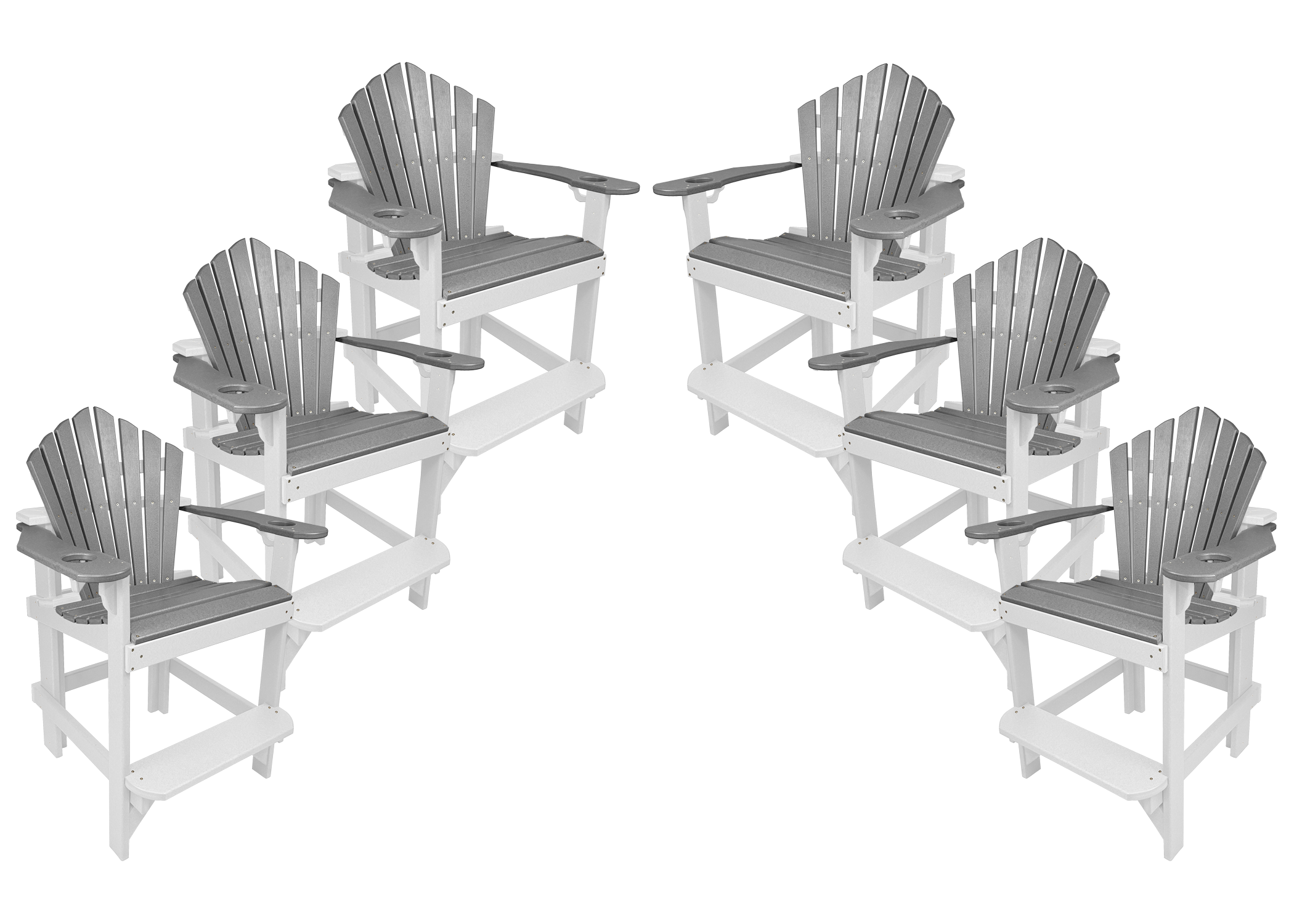 Set of 6 - Bridgewater Counter Chairs With Built In Cupholders