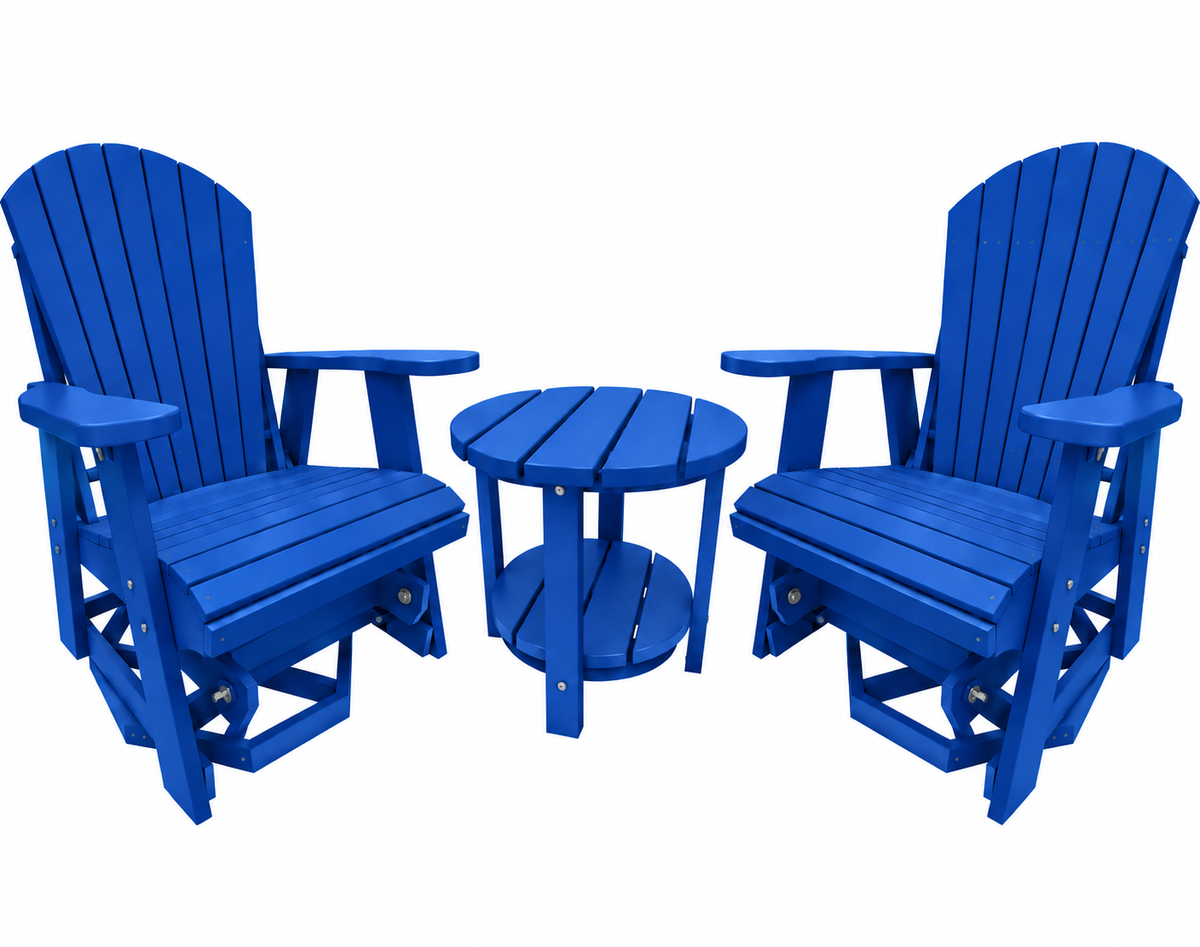 3-Piece Adirondack Swivel Gliders With Two Tier End Table