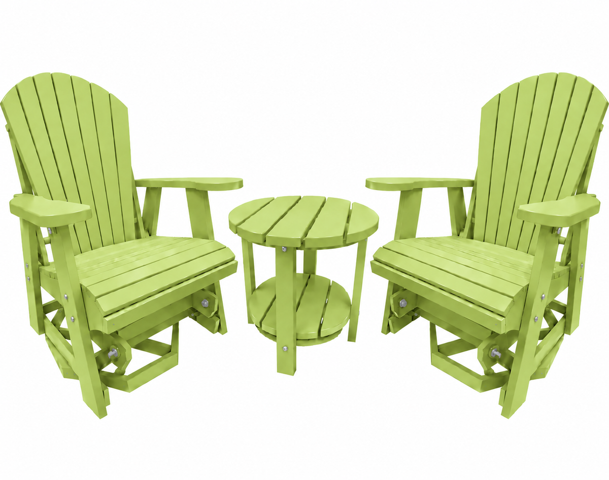 3-Piece Adirondack Swivel Gliders With Two Tier End Table