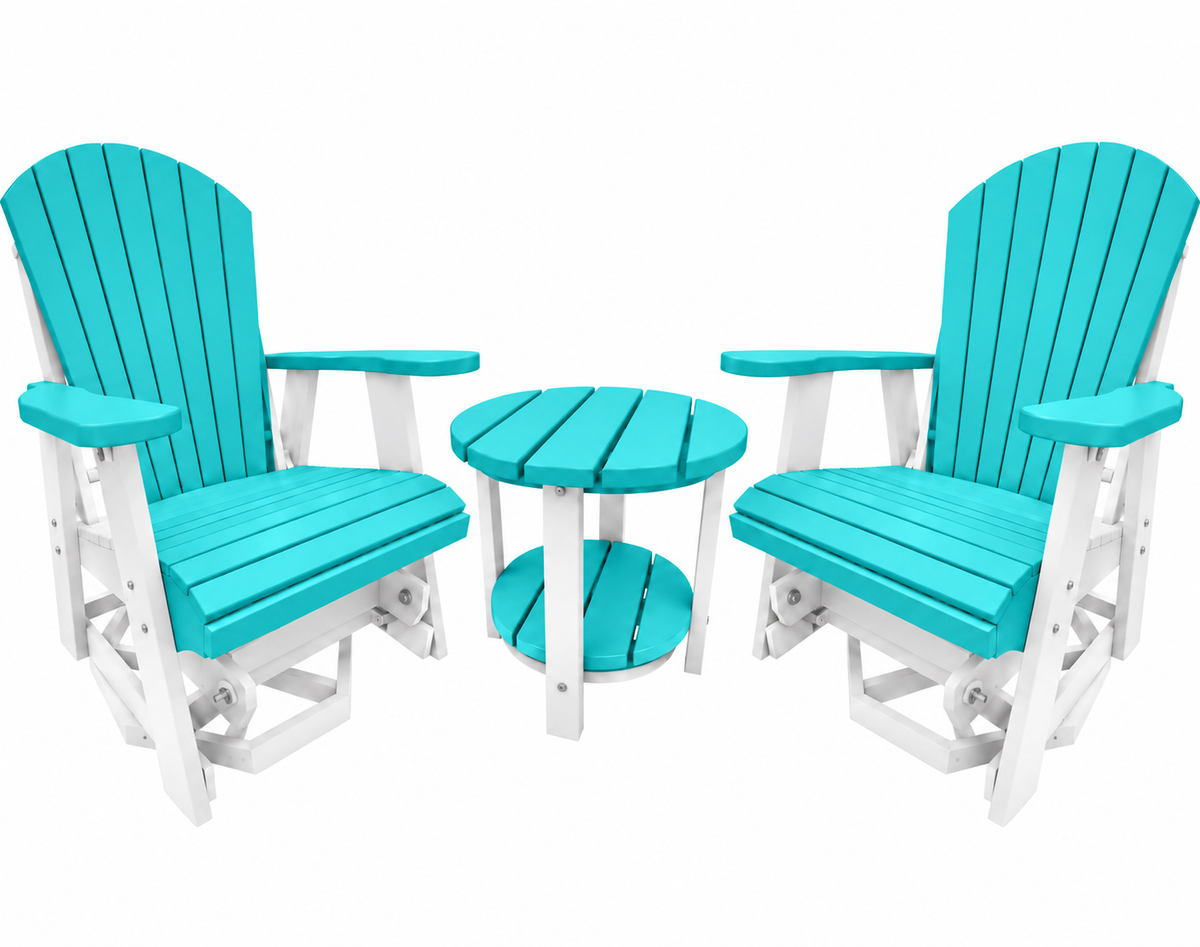 3-Piece Adirondack Swivel Gliders With Two Tier End Table
