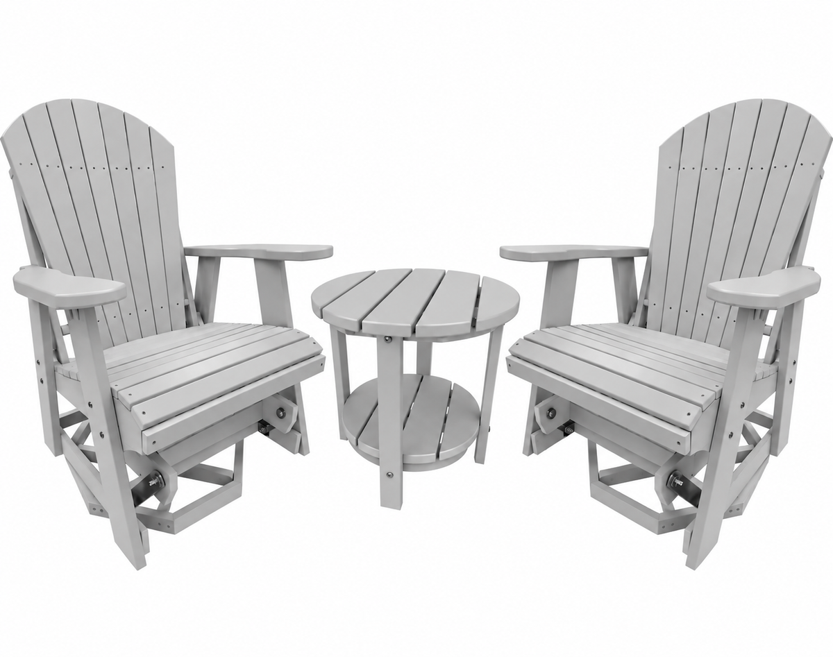 3-Piece Adirondack Swivel Gliders With Two Tier End Table