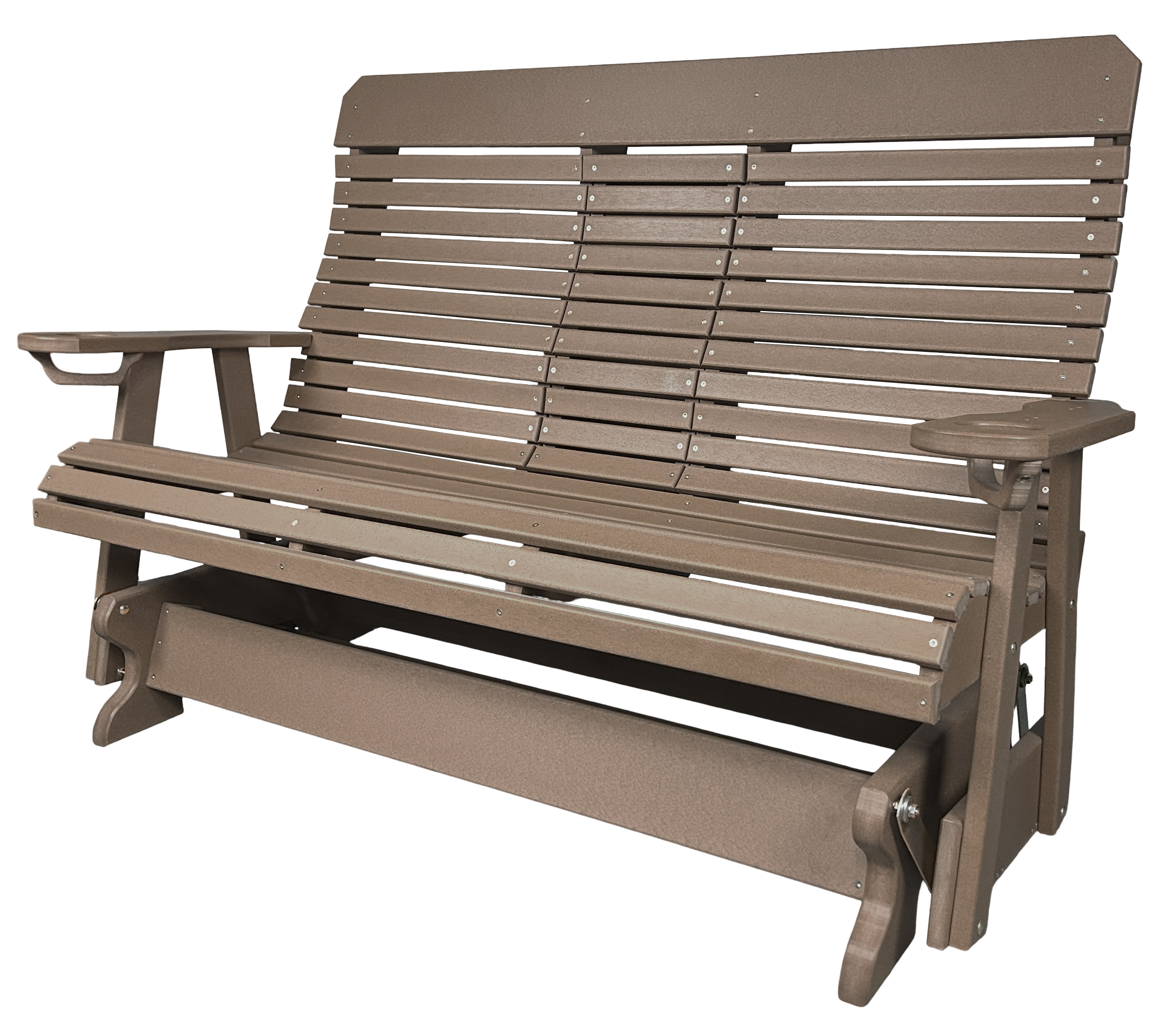 5’ft Rolled Back Loveseat Glider With Fold Down Console