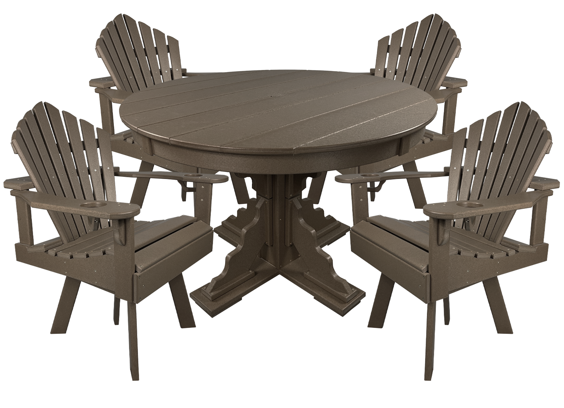 5-Piece 44”rd. Bridgewater Swivel Dining Set With Built In Cupholders