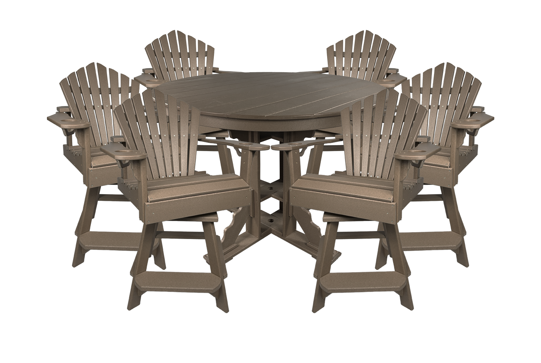 7-Piece 60”rd. Bridgewater Counter Swivels With Built In Cupholders Set