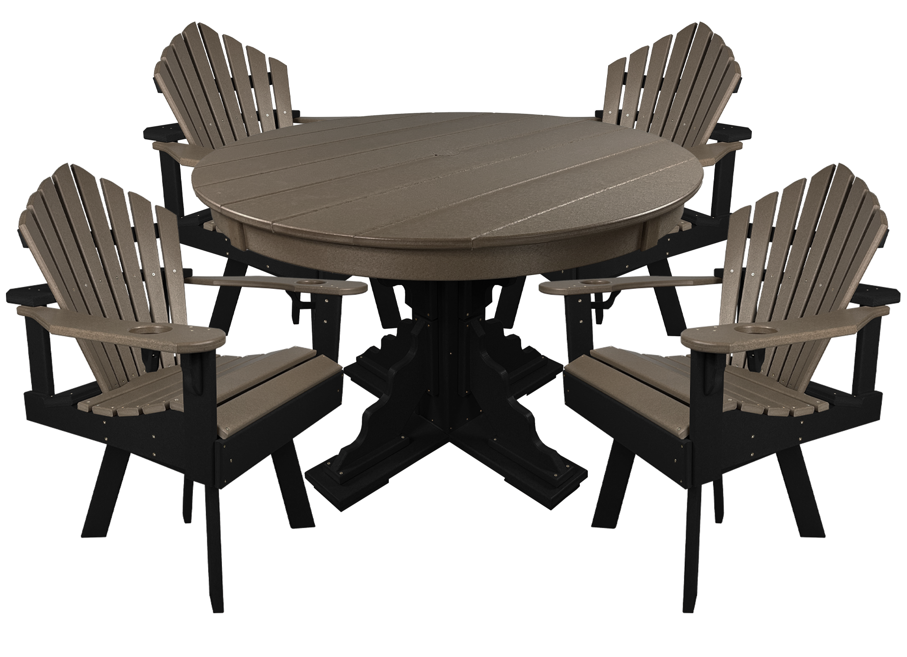 5-Piece 44”rd. Bridgewater Swivel Dining Set With Built In Cupholders