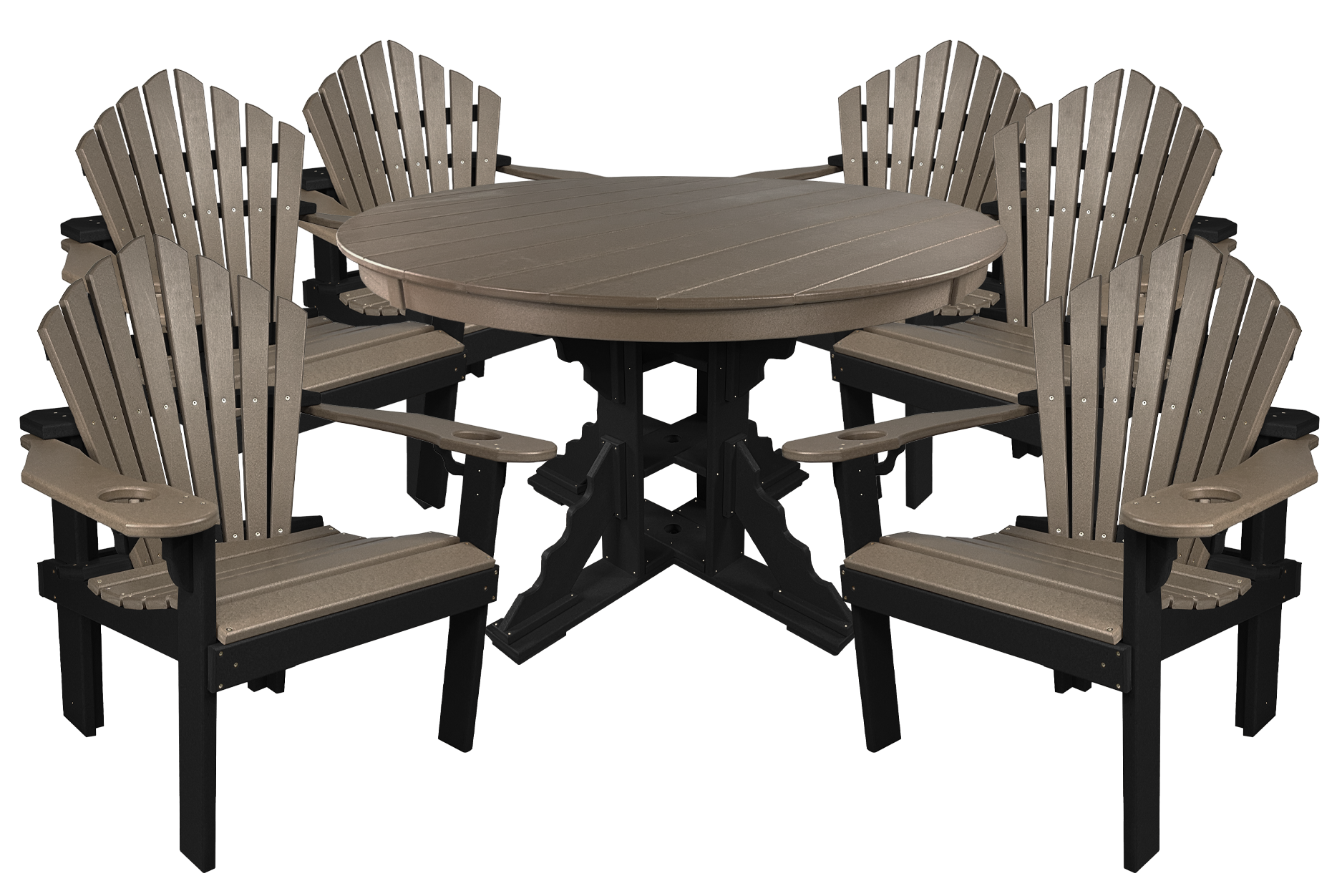 7-Piece 60”rd. Bridgewater Dining Set With Built In Cupholders