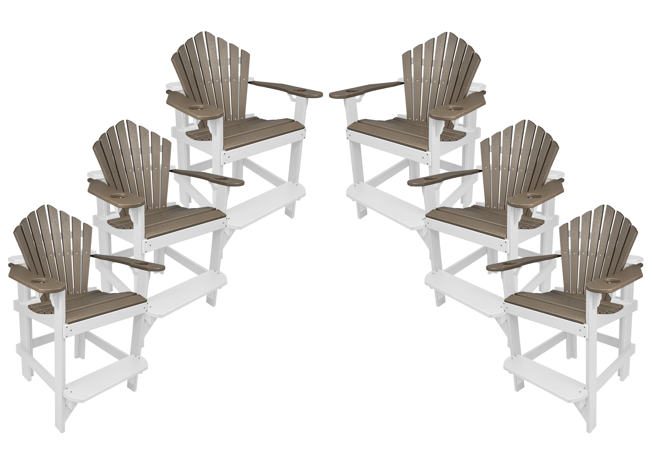 Set of 6 - Bridgewater Counter Chairs With Built In Cupholders
