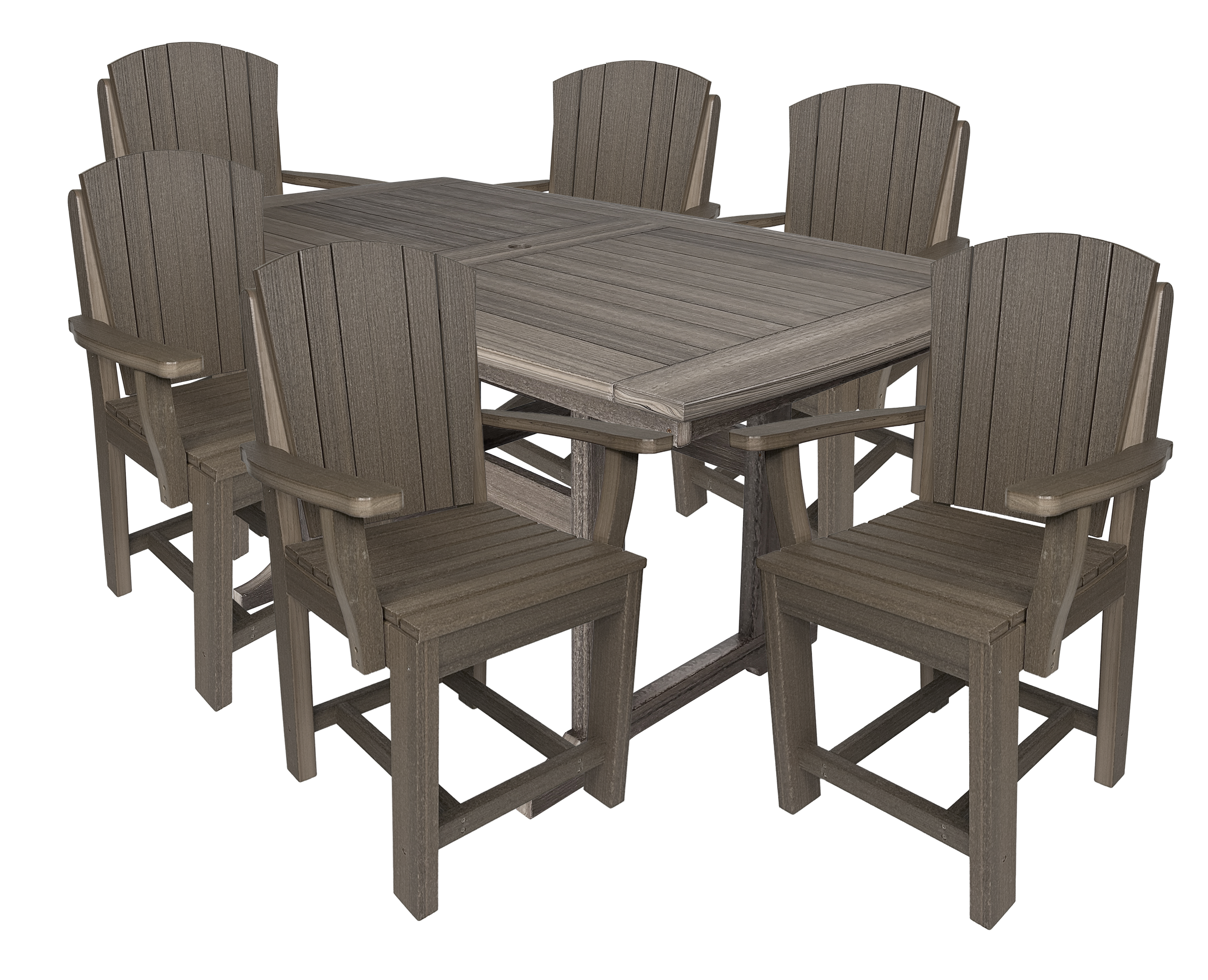 7-Piece Plantation Dining Set With 6 Arm Chairs