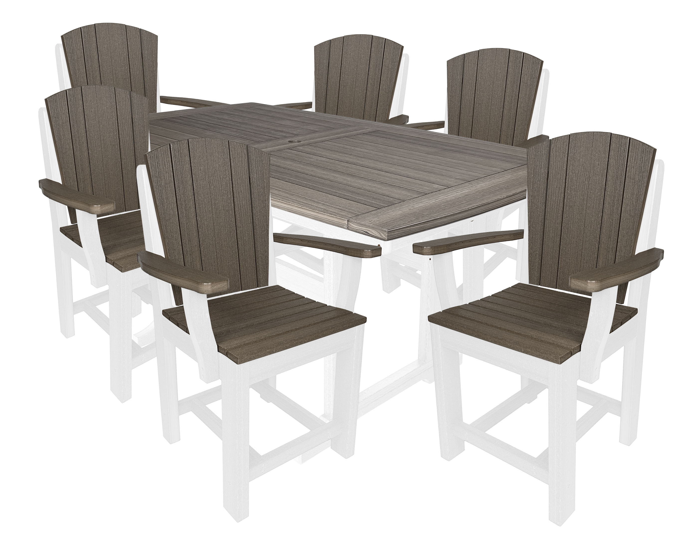 7-Piece Plantation Dining Set With 6 Arm Chairs