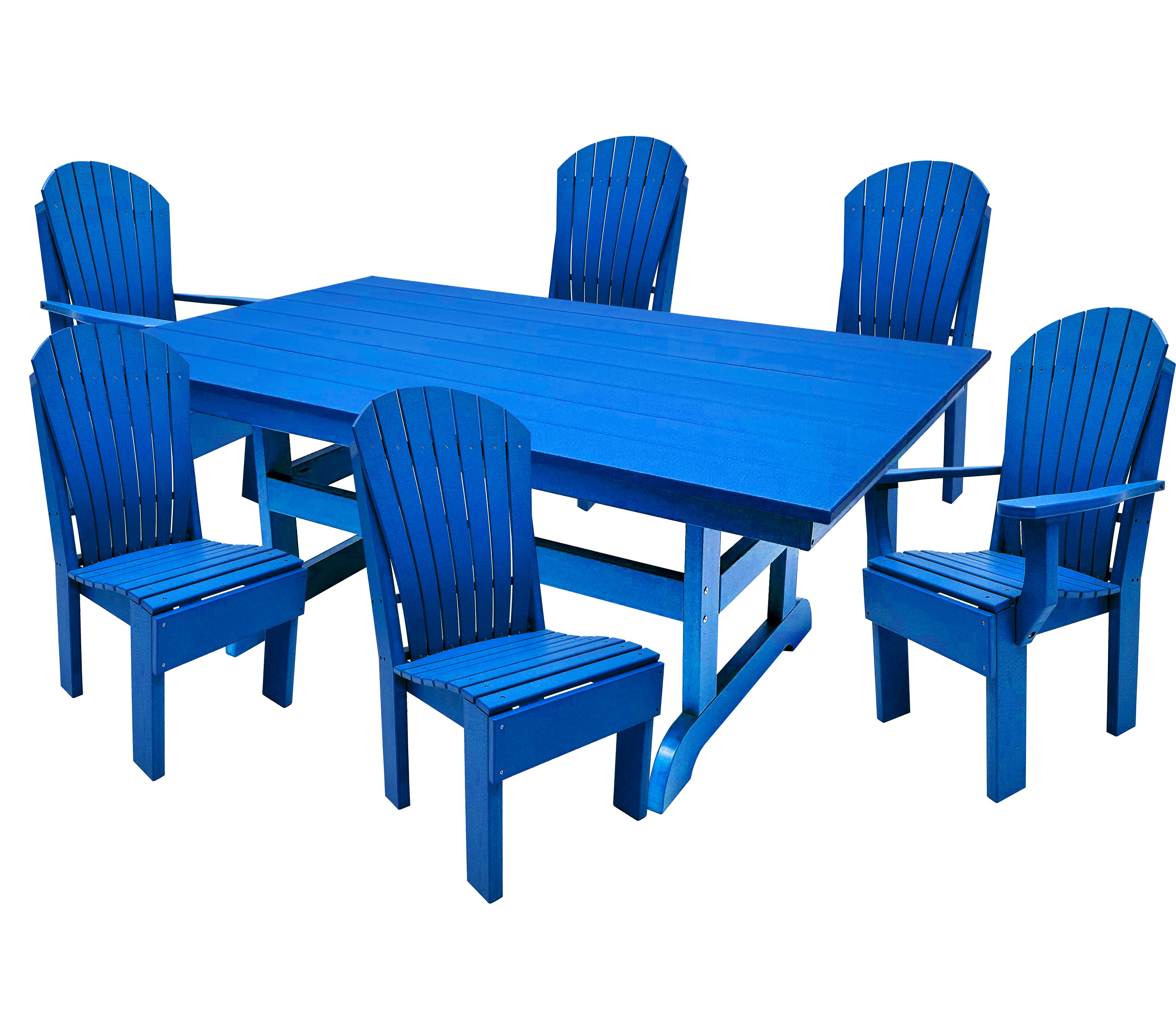 7-Piece Farmhouse Adirondack Dining Table Set With 2 Arm Chairs And 4 Side Chairs