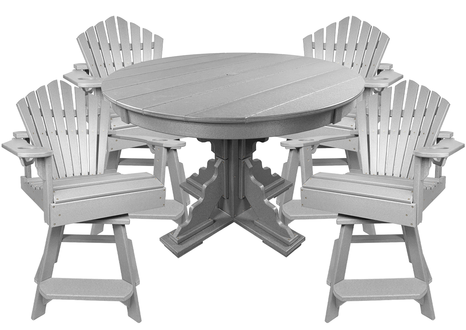 5-Piece 44”rd. Bridgewater Counter Swivels With Built In Cupholders Set