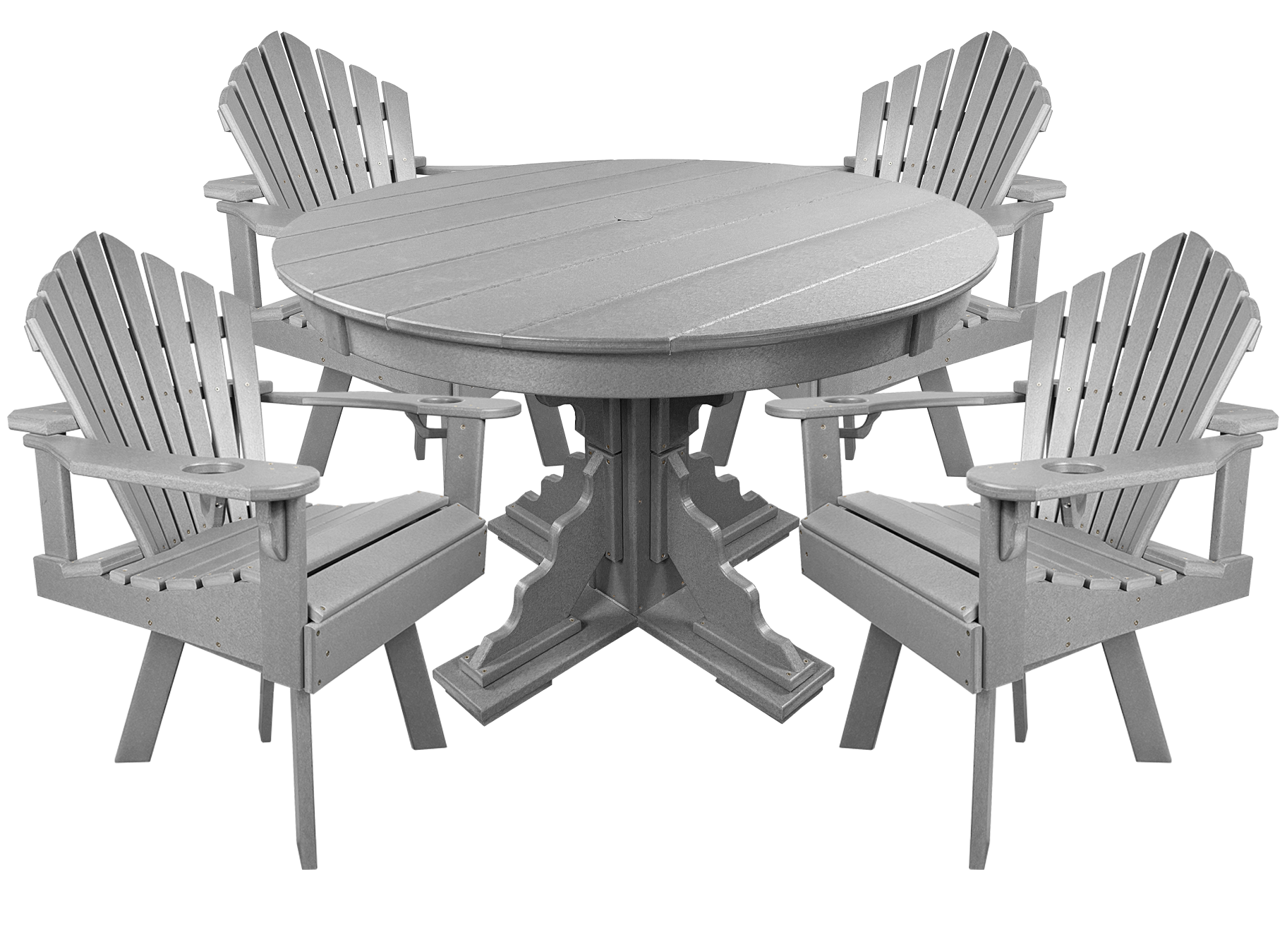 5-Piece 44”rd. Bridgewater Swivel Dining Set With Built In Cupholders