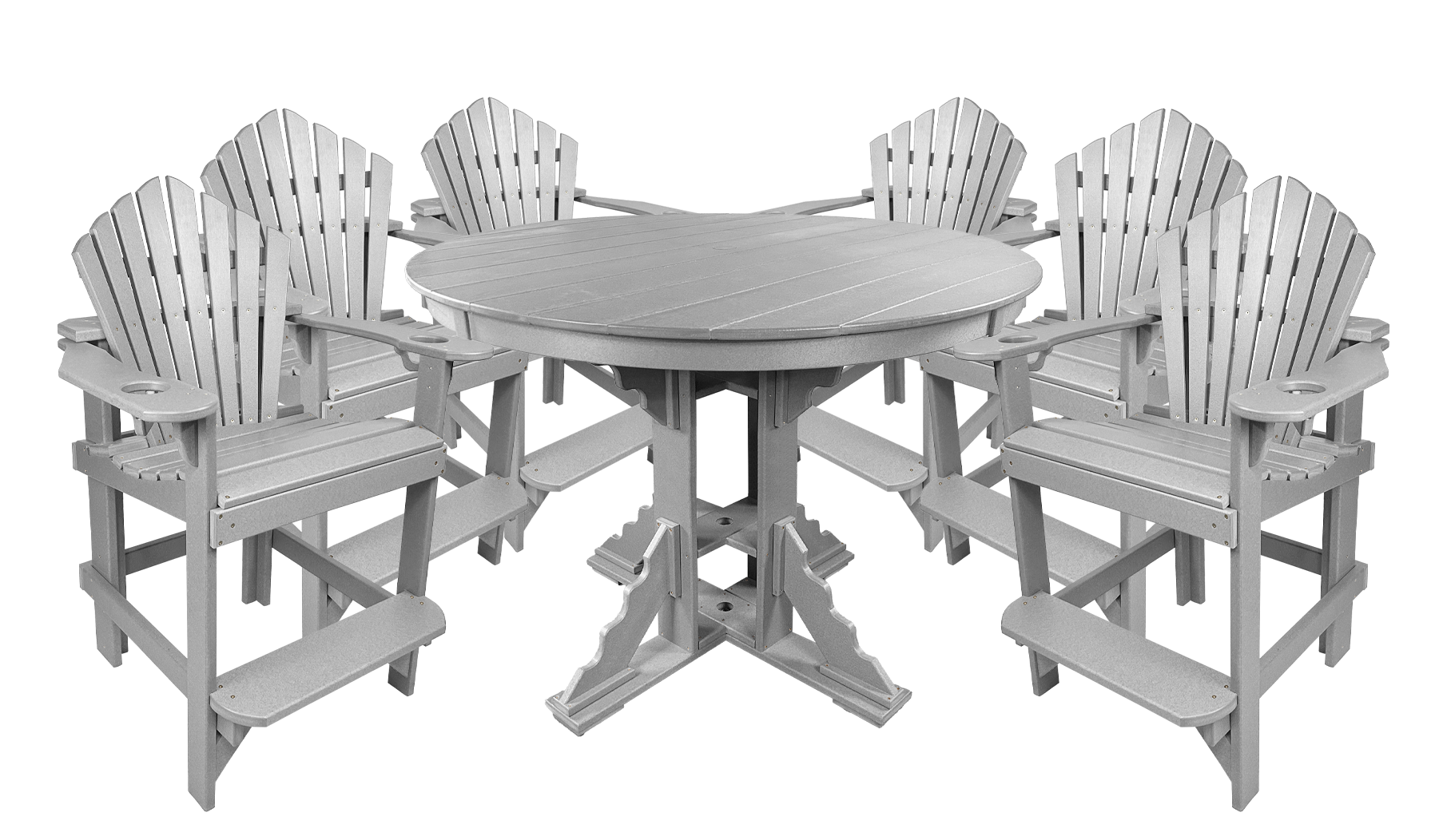 7-Piece 60”rd. Bridgewater Counter Set With Built In Cupholders