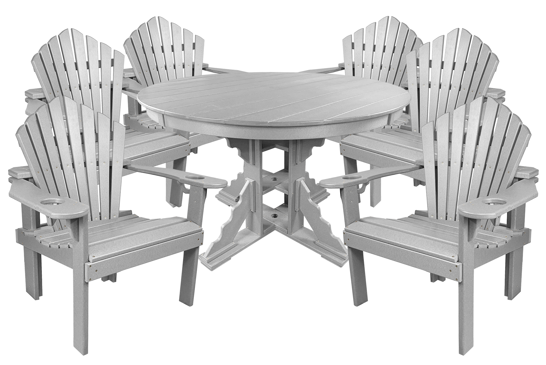 7-Piece 60”rd. Bridgewater Dining Set With Built In Cupholders