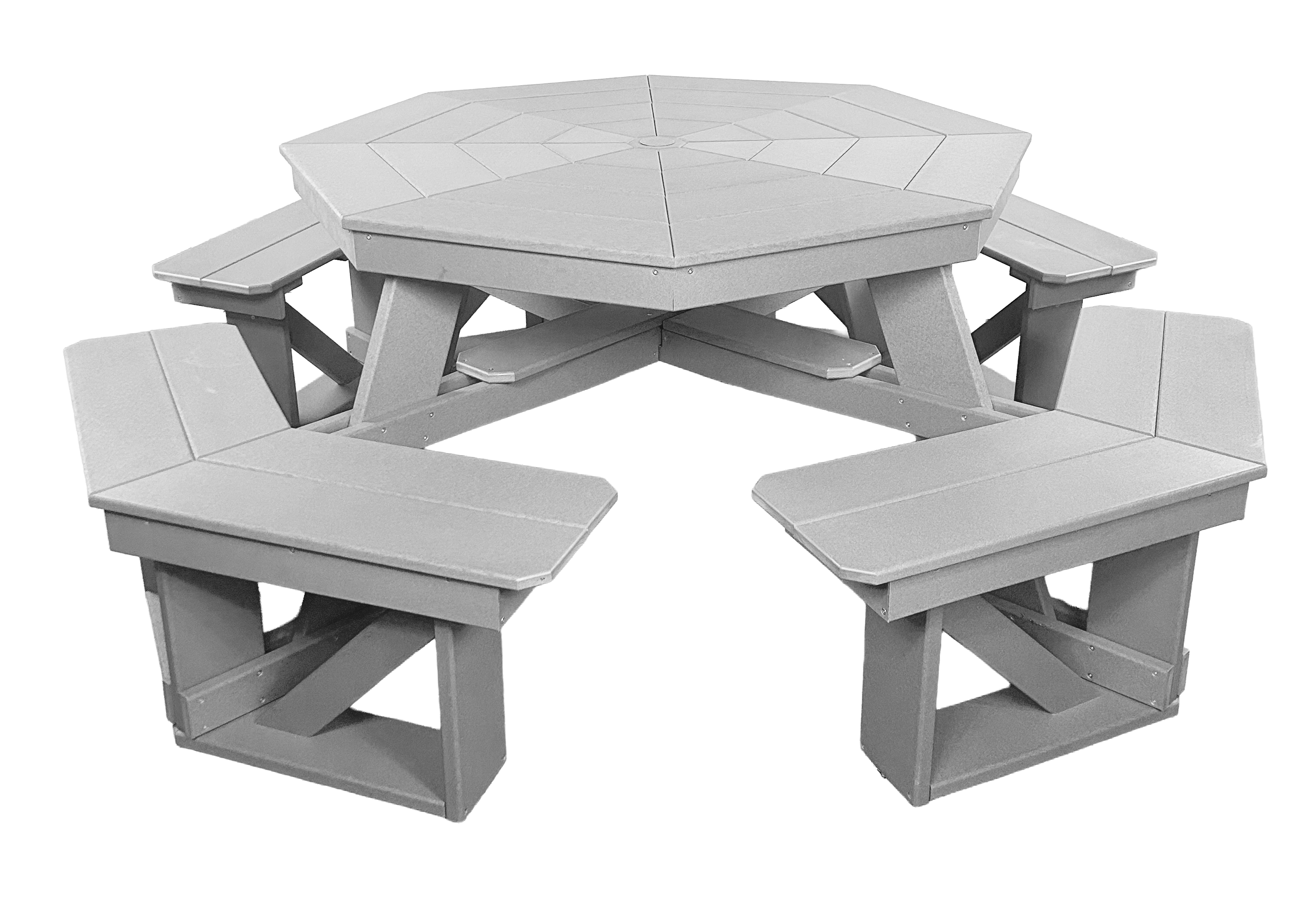 8-Person Hillside Octagon Table With Umbrella Hole & Plug