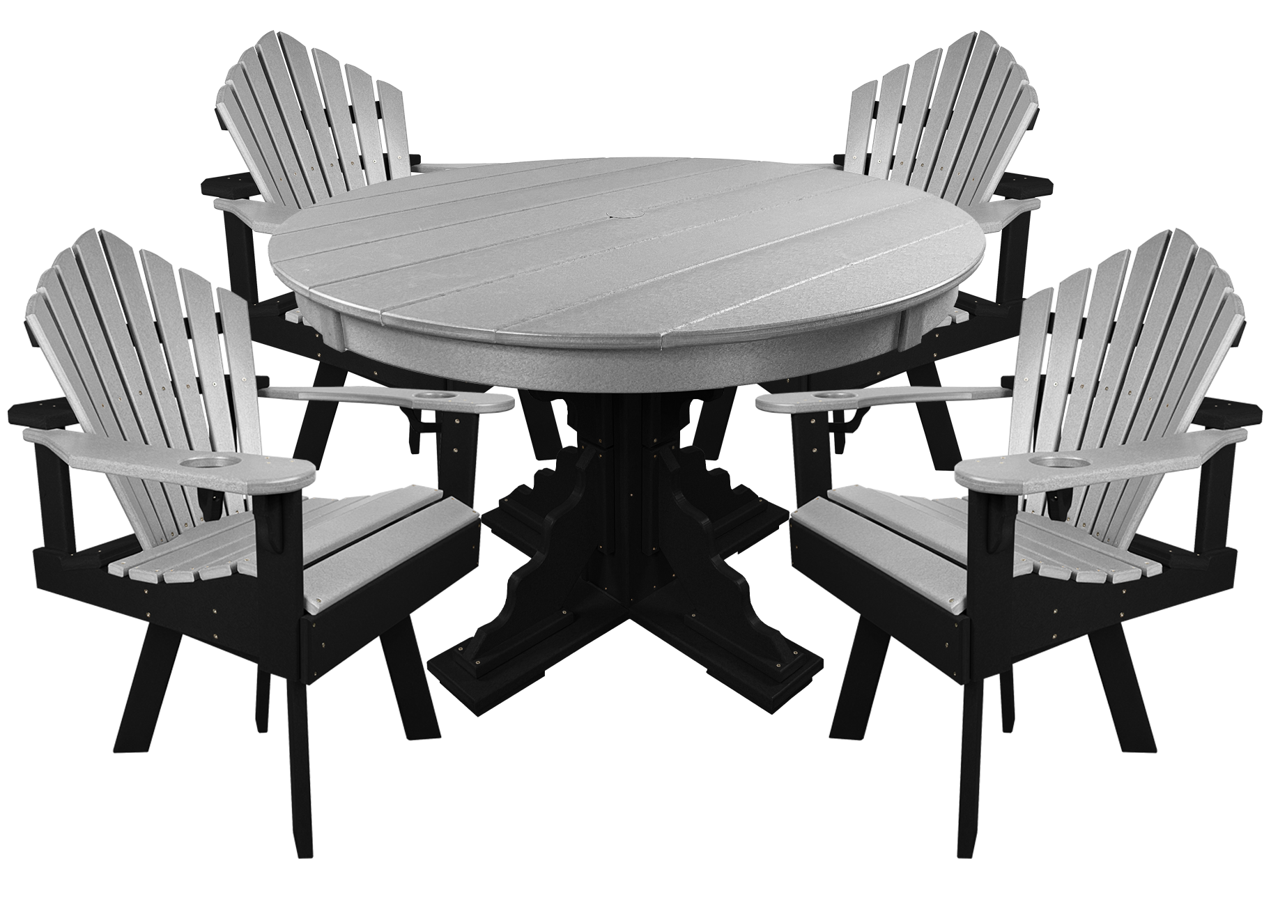 5-Piece 44”rd. Bridgewater Swivel Dining Set With Built In Cupholders