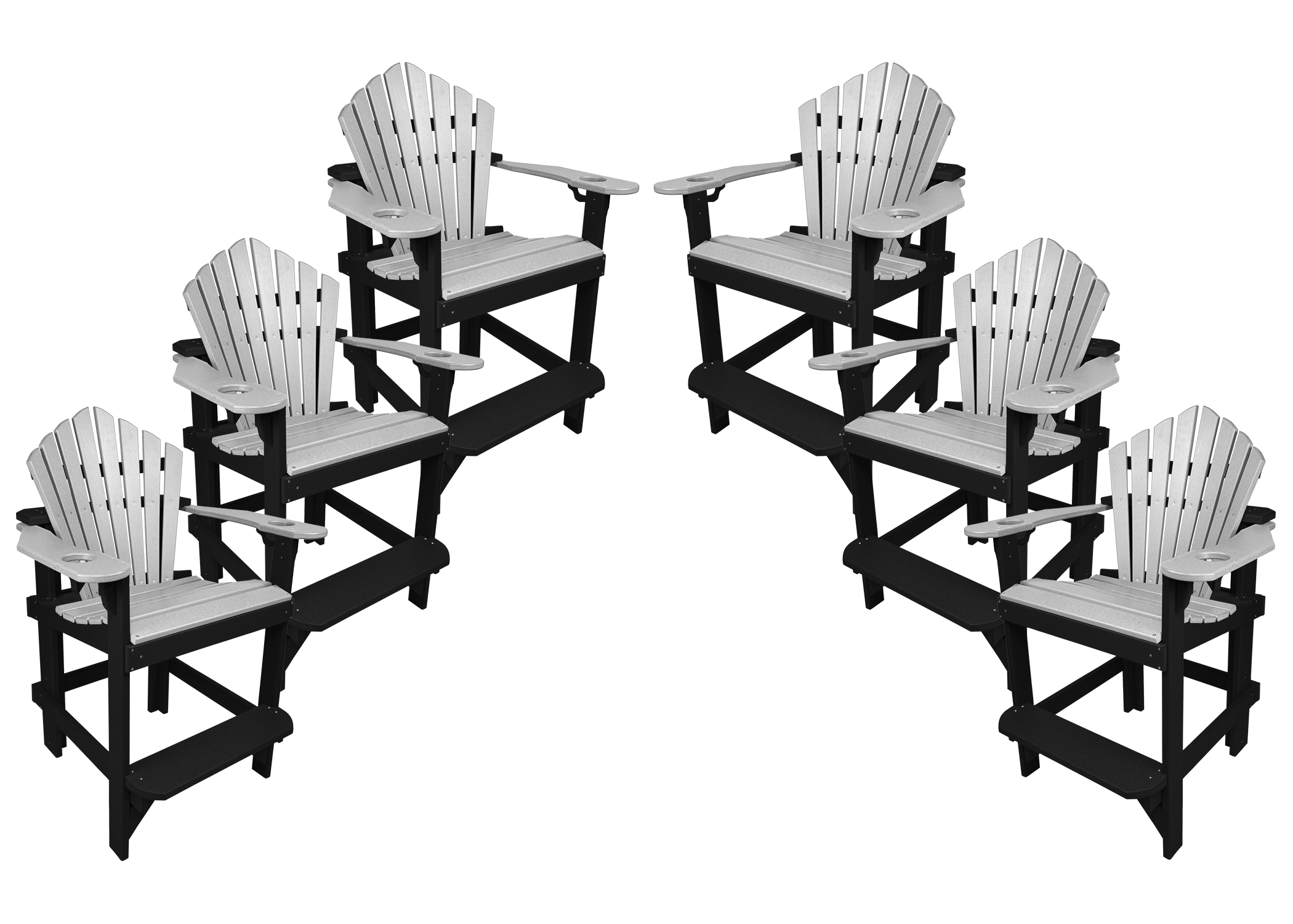 Set of 6 - Bridgewater Counter Chairs With Built In Cupholders