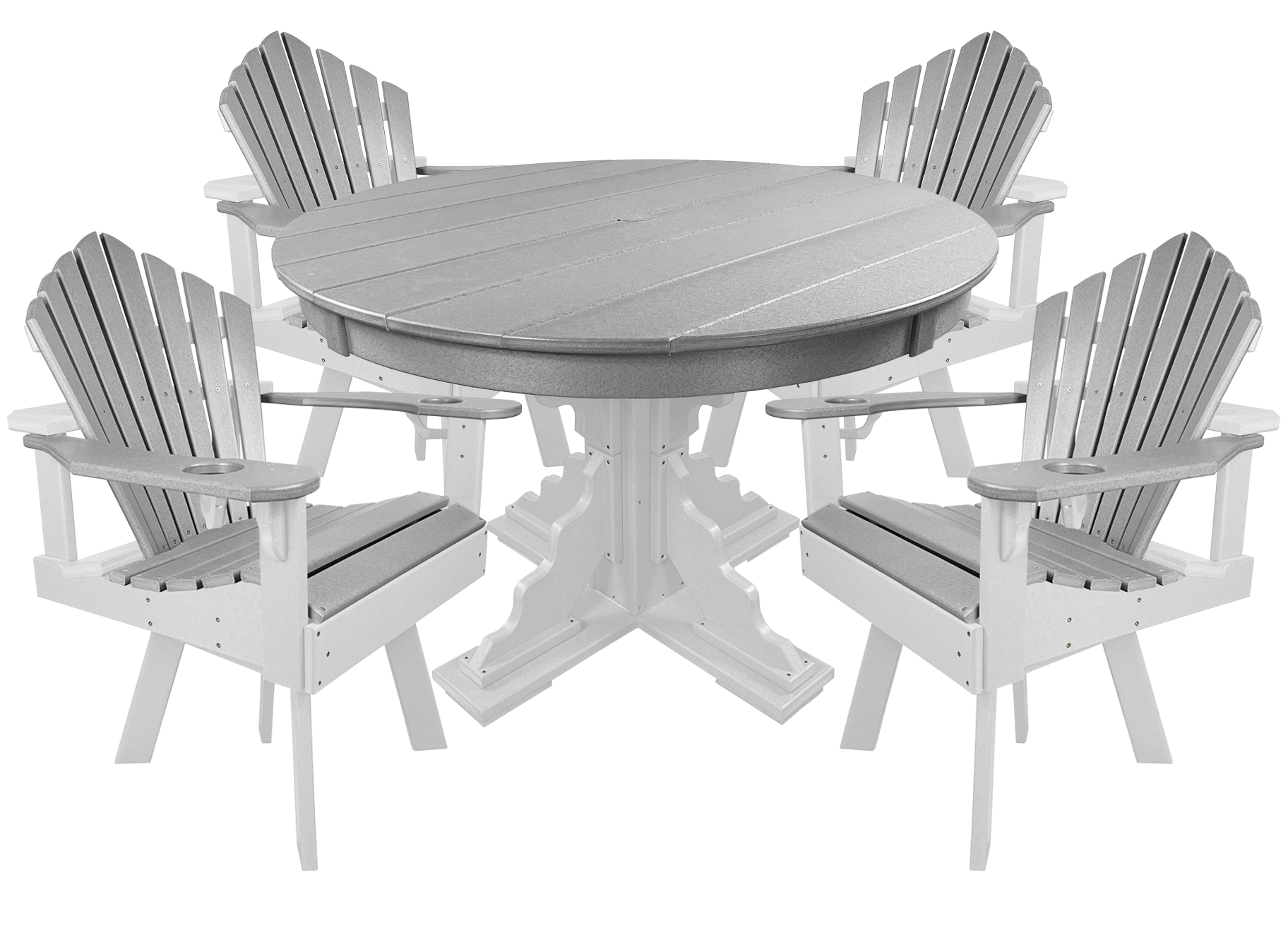 5-Piece 44”rd. Bridgewater Swivel Dining Set With Built In Cupholders