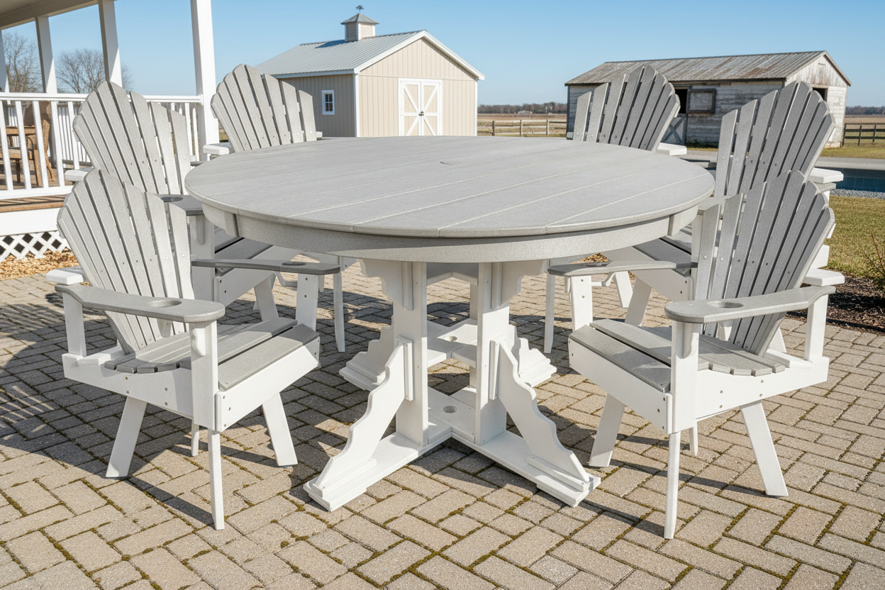 7-Piece 60”rd. Bridgewater Swivel Dining Set With Built In Cupholders