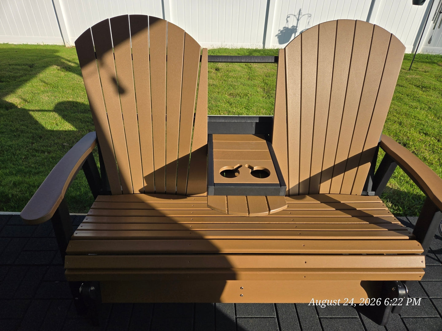 Classic Adirondack 5'ft Glider Console with Cupholders