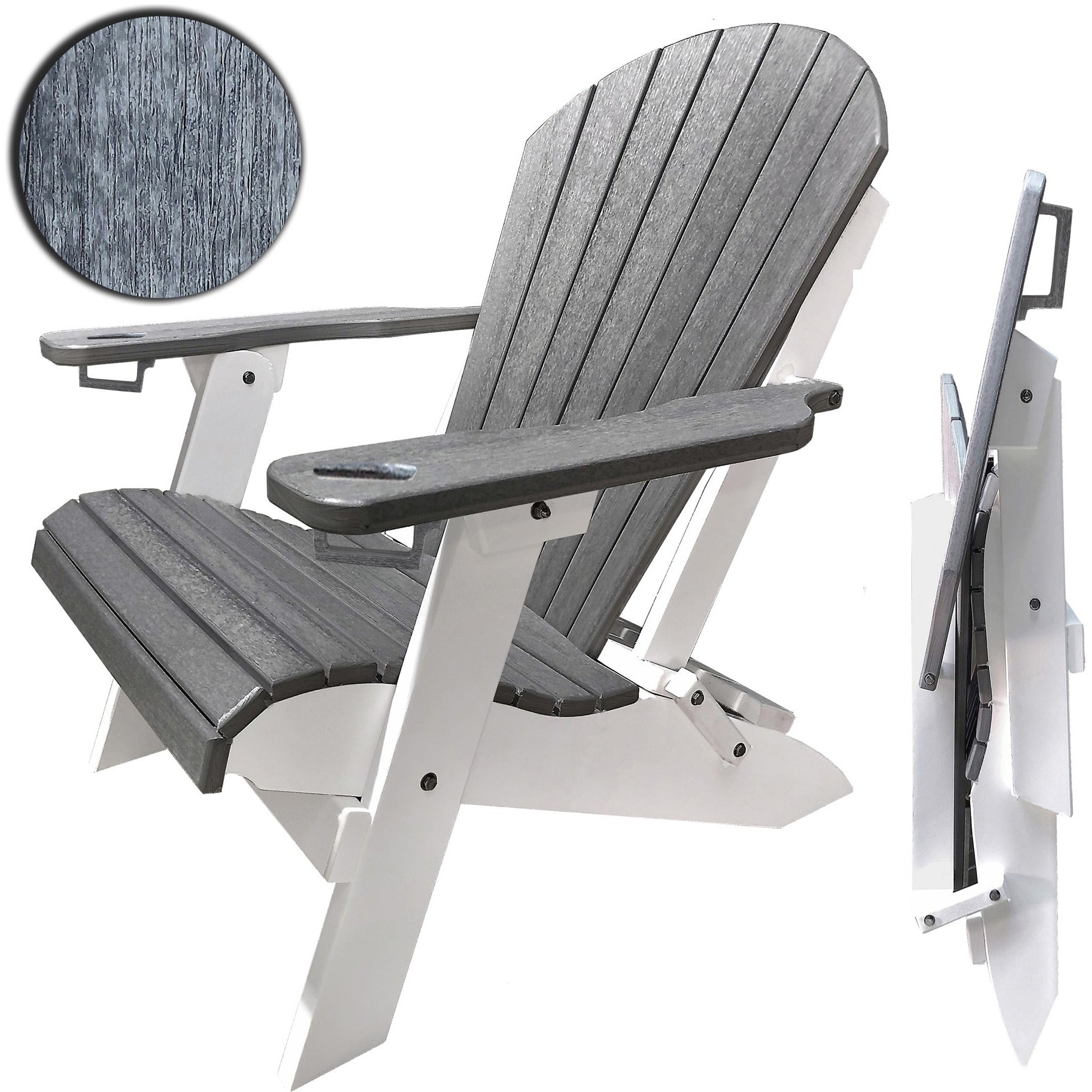 Set of 4 Folding Adirondack Chairs With Built-in Cup Holders King Size