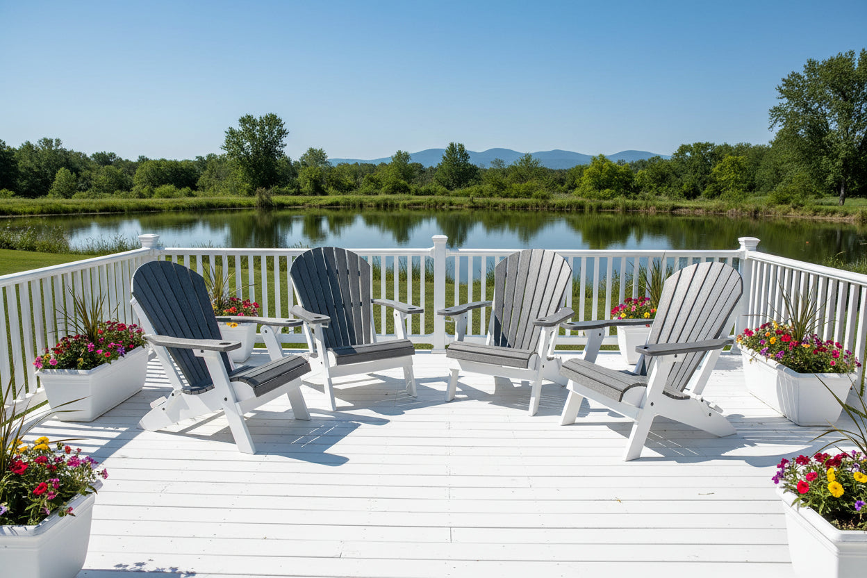 Set of 4 Folding Adirondack Chairs With Built-in Cup Holders King Size