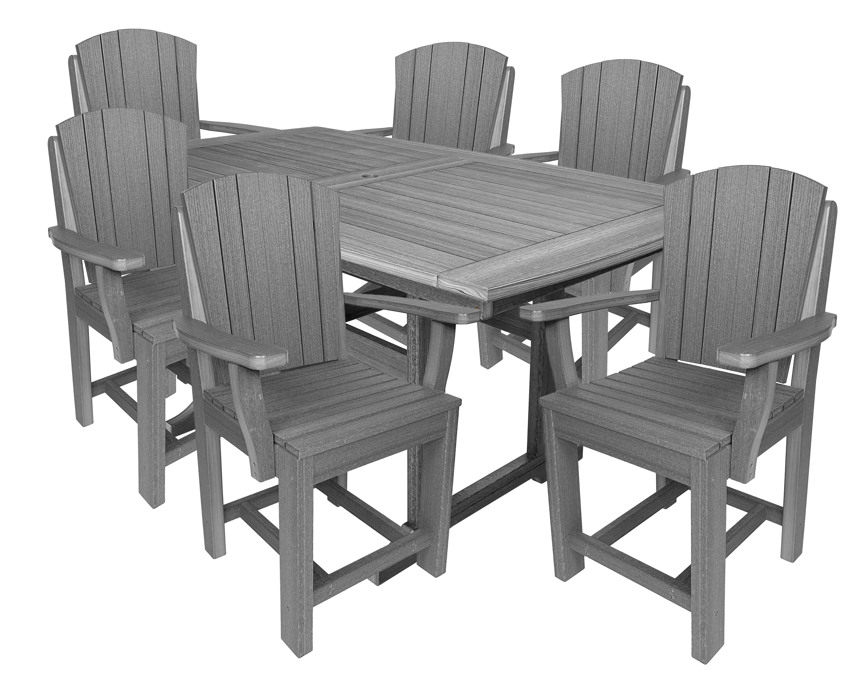 7-Piece Plantation Dining Set With 6 Arm Chairs