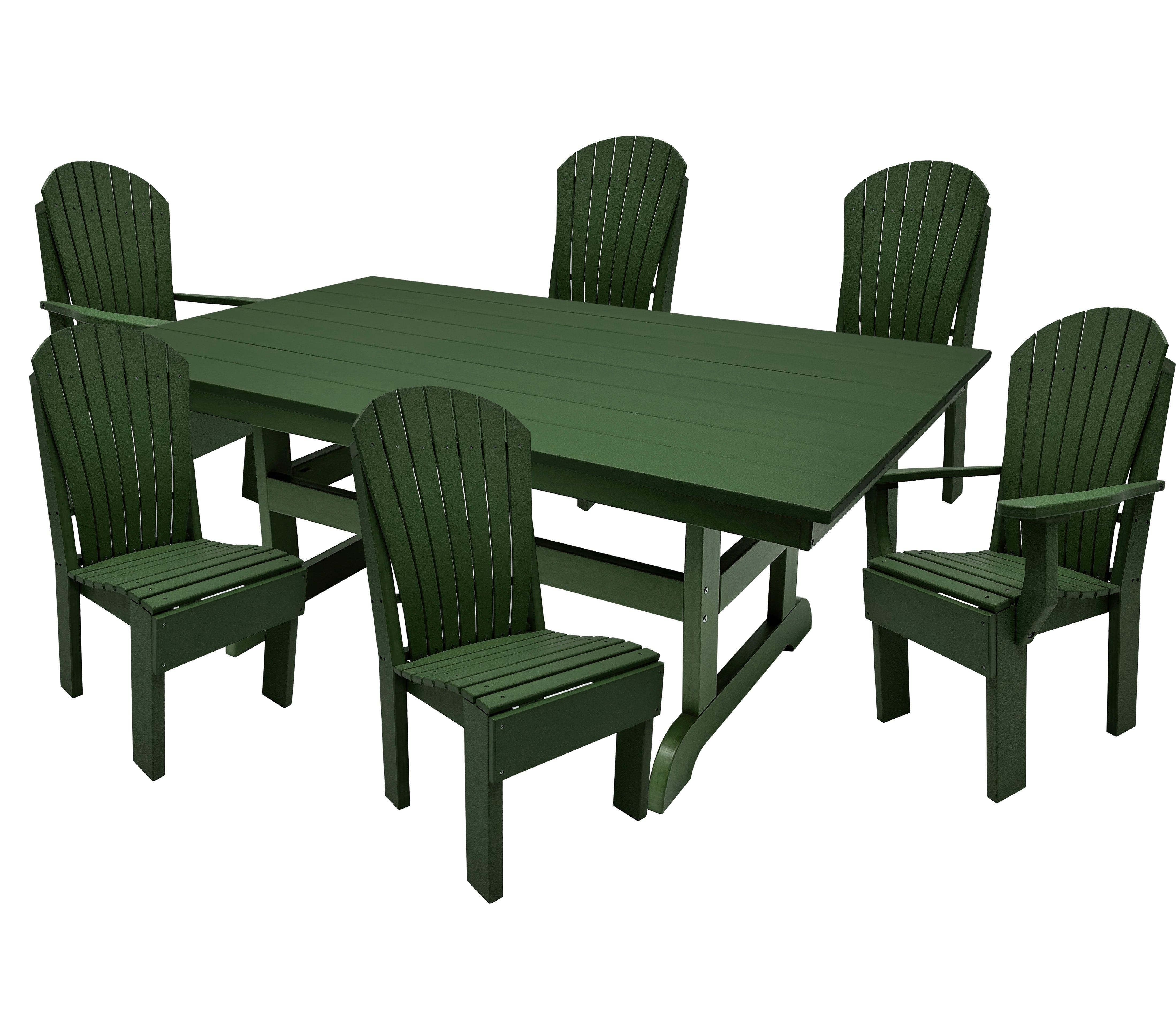 7-Piece Farmhouse Adirondack Dining Table Set With 2 Arm Chairs And 4 Side Chairs