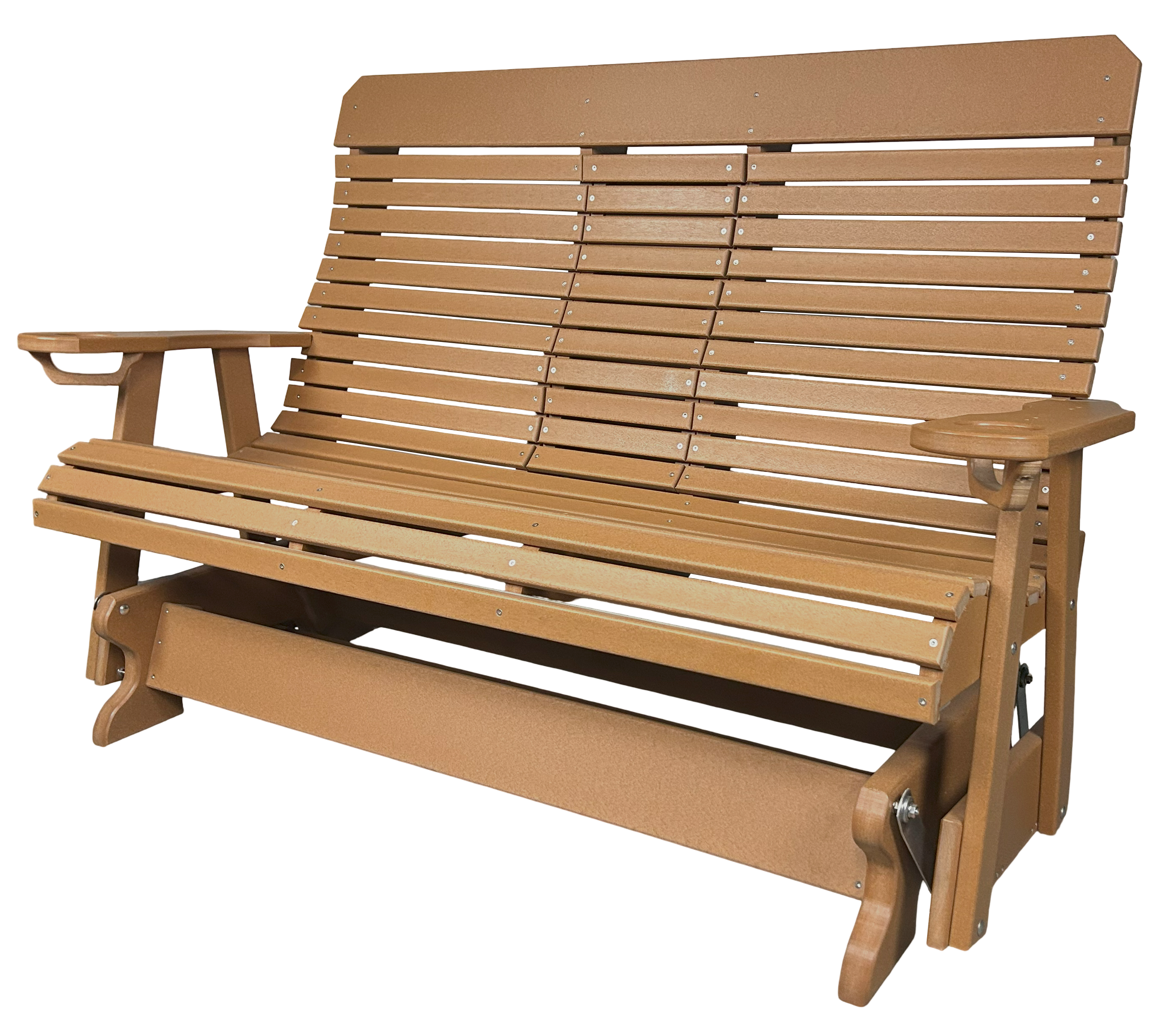 5’ft Rolled Back Loveseat Glider With Fold Down Console