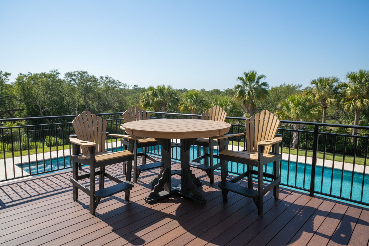 7-Piece 60”rd. Bridgewater Counter Set With Built In Cupholders