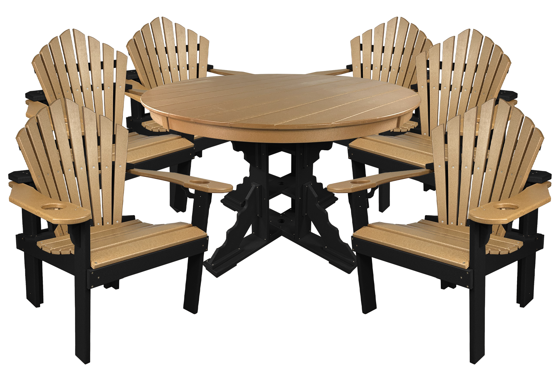 7-Piece 60”rd. Bridgewater Dining Set With Built In Cupholders