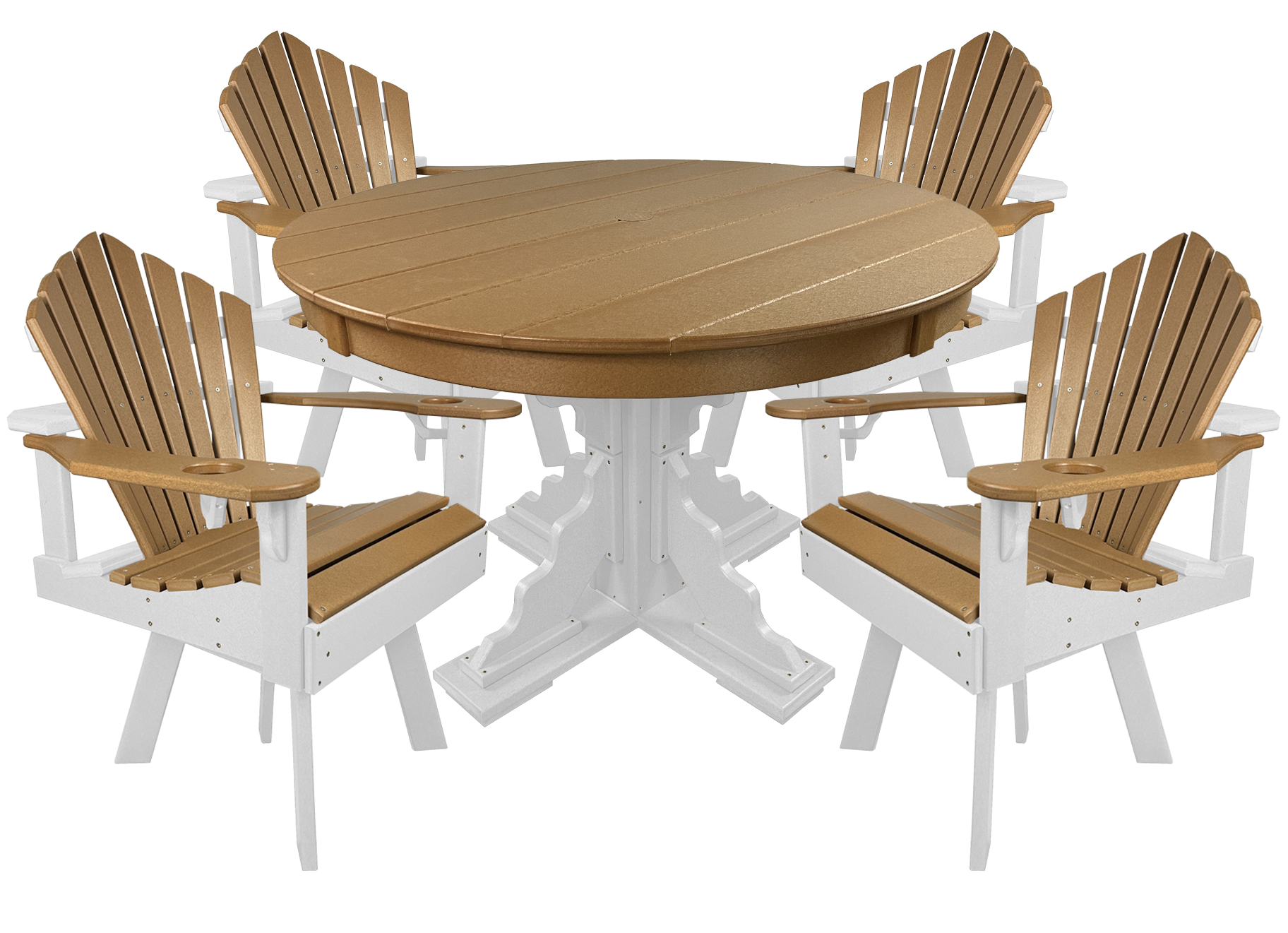 5-Piece 44”rd. Bridgewater Swivel Dining Set With Built In Cupholders