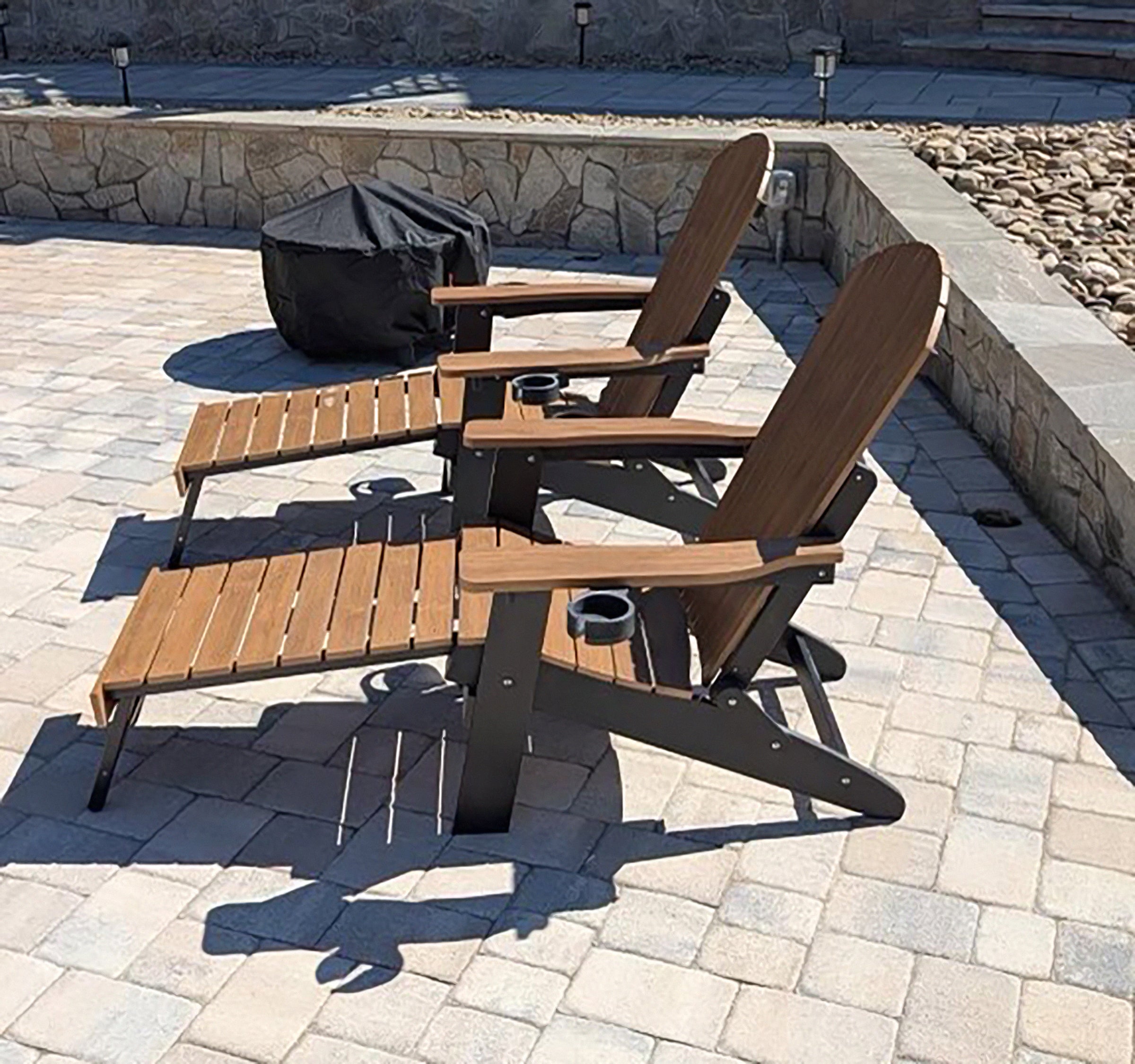 Folding Adirondack Chair with Built in Footrest & Cup/Wine Holders King Size