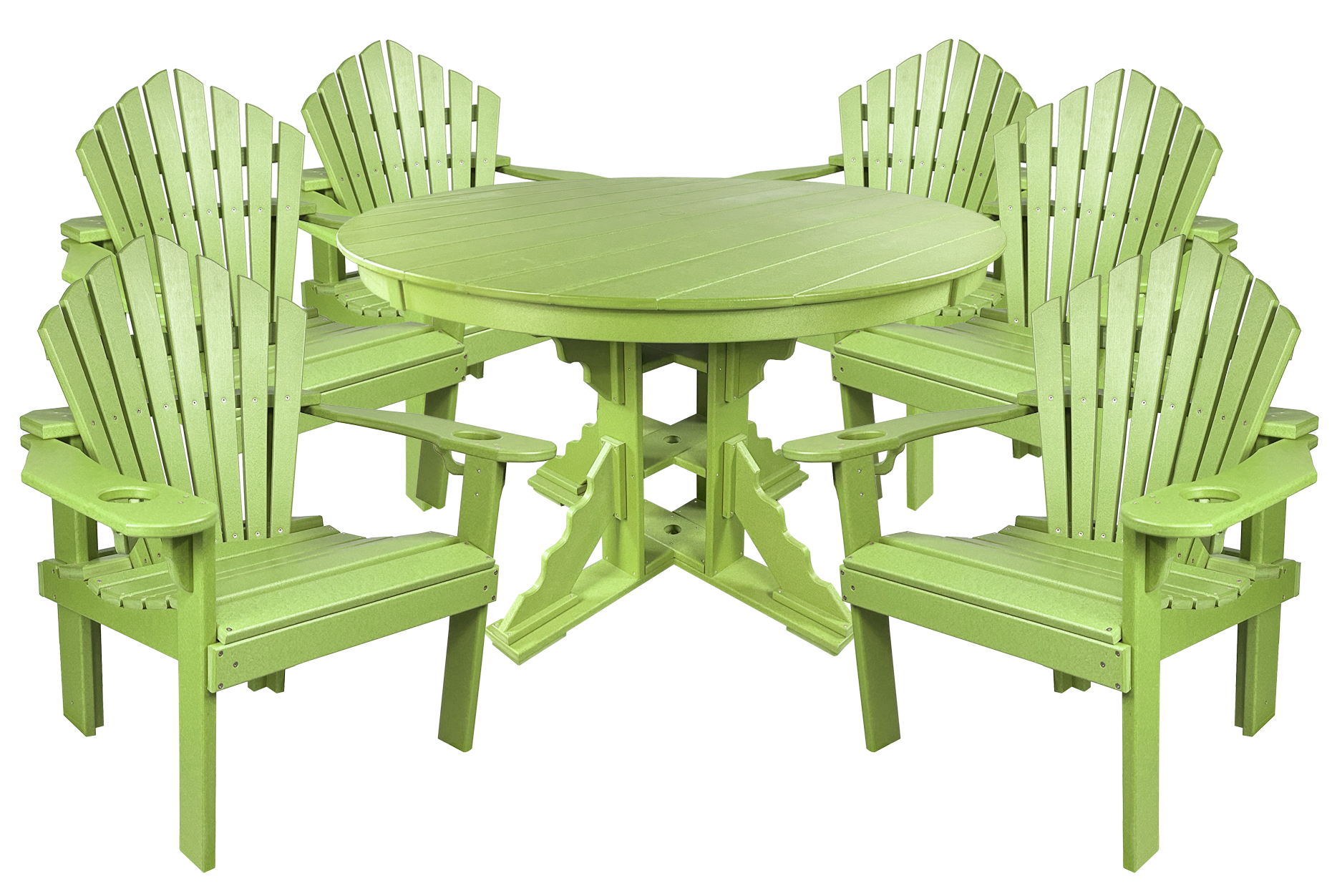 7-Piece 60”rd. Bridgewater Dining Set With Built In Cupholders