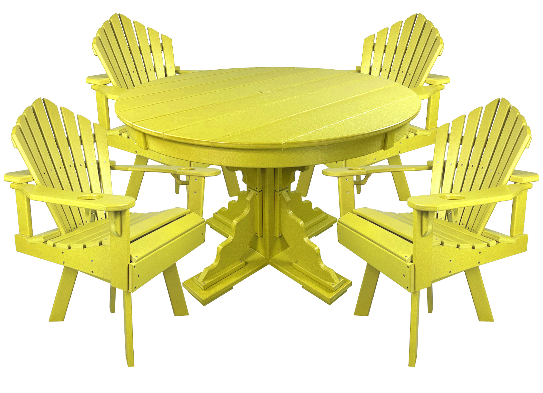5-Piece 44”rd. Bridgewater Swivel Dining Set With Built In Cupholders
