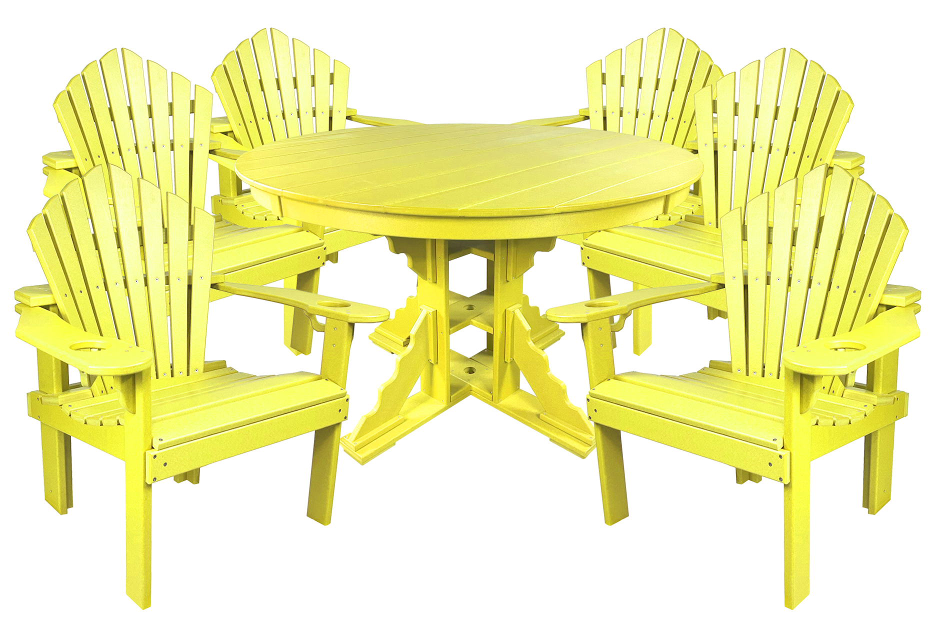 7-Piece 60”rd. Bridgewater Dining Set With Built In Cupholders