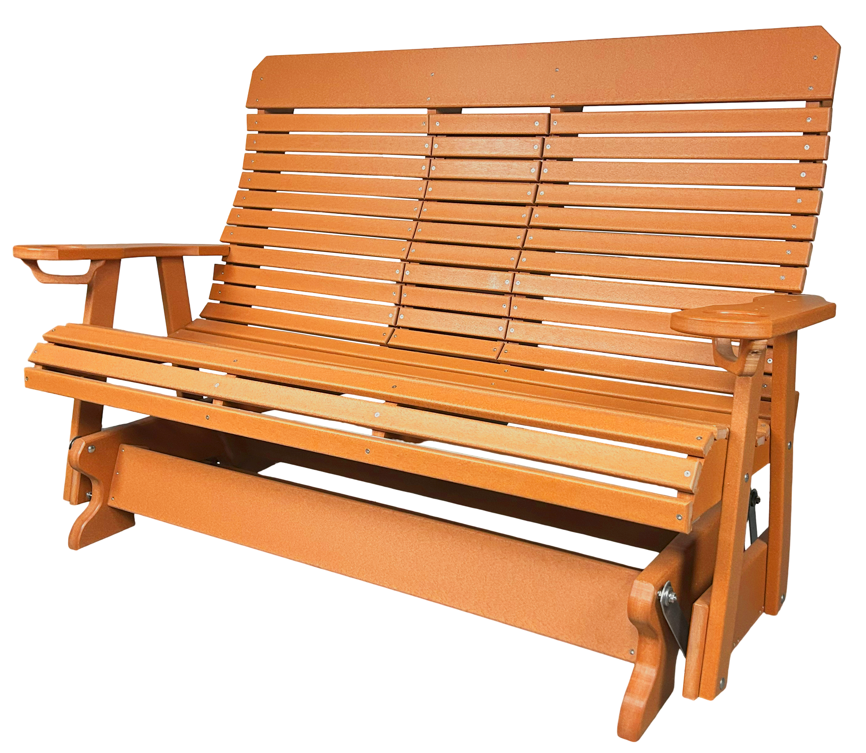 5’ft Rolled Back Loveseat Glider With Fold Down Console