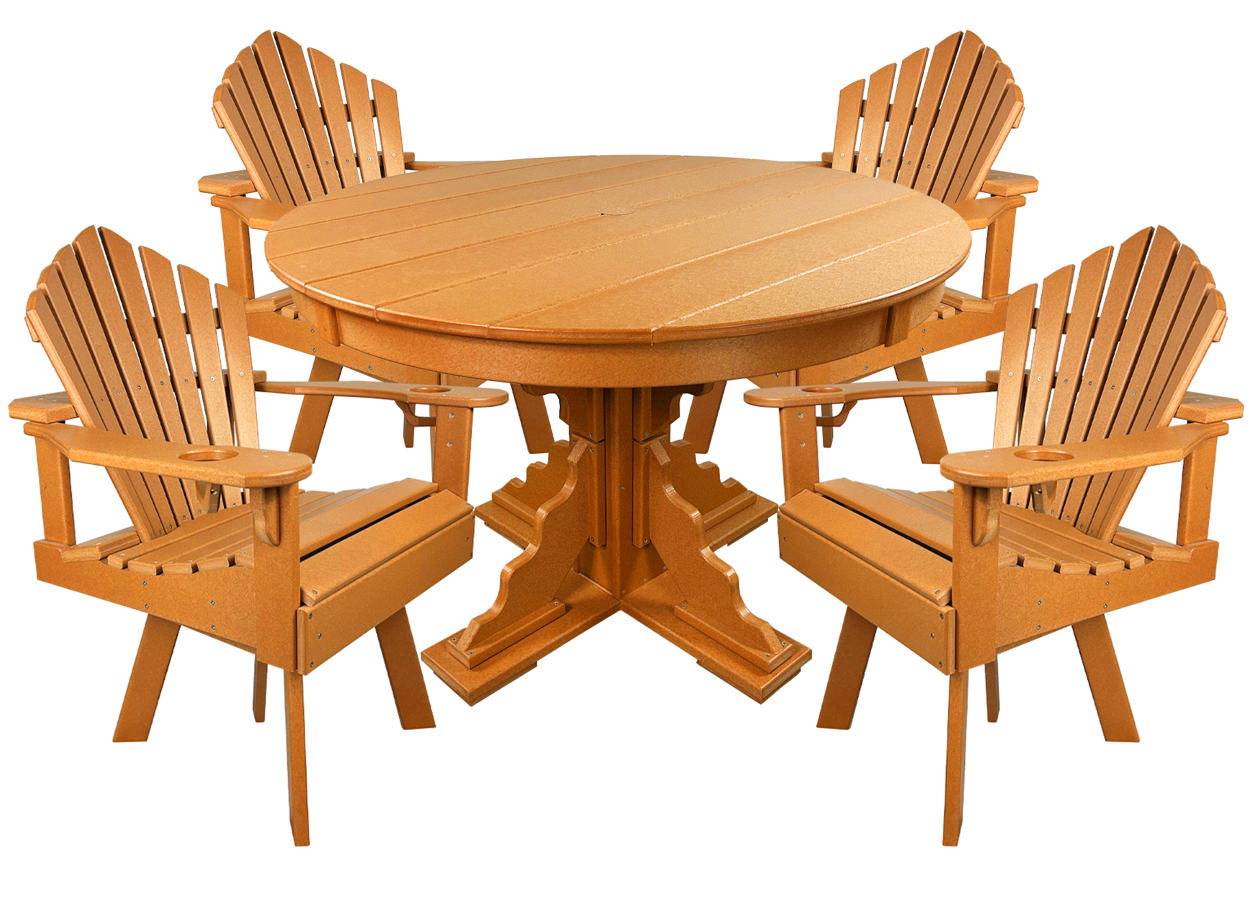 5-Piece 44”rd. Bridgewater Swivel Dining Set With Built In Cupholders