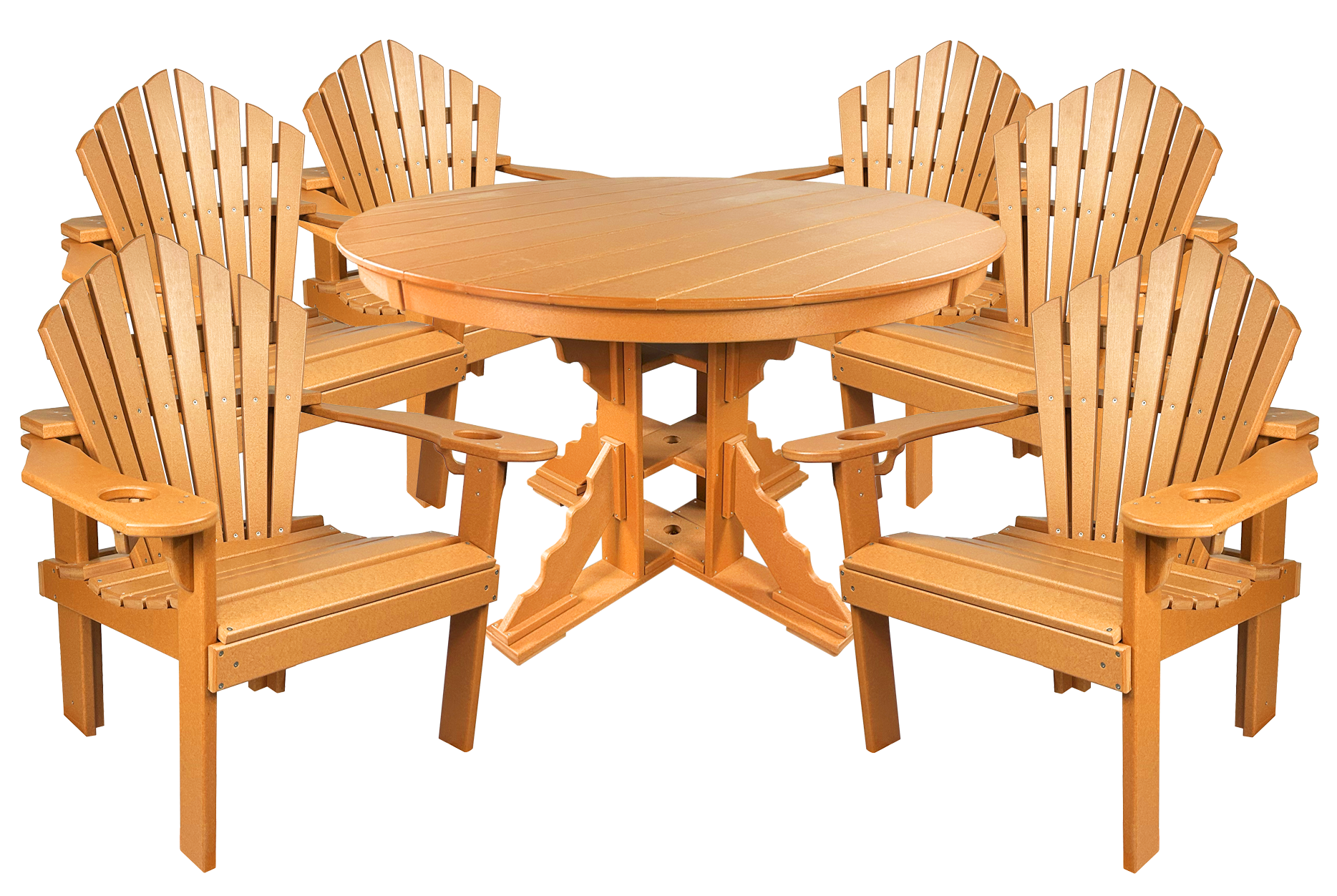 7-Piece 60”rd. Bridgewater Dining Set With Built In Cupholders