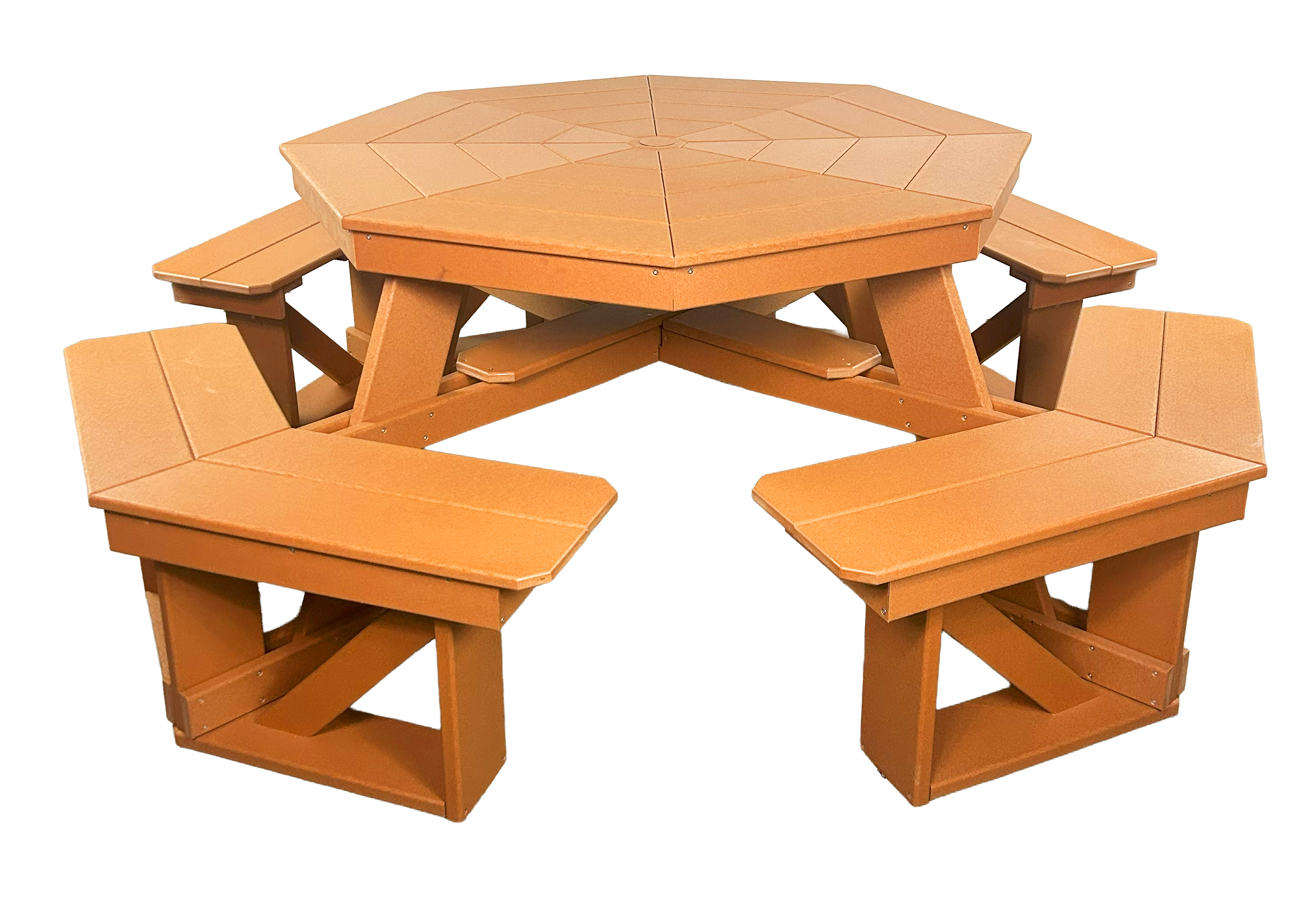 8-Person Hillside Octagon Table With Umbrella Hole & Plug