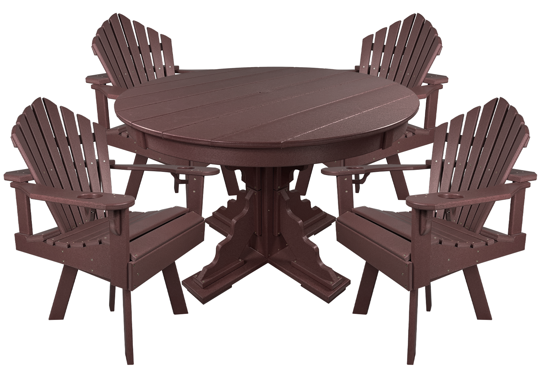 5-Piece 44”rd. Bridgewater Swivel Dining Set With Built In Cupholders