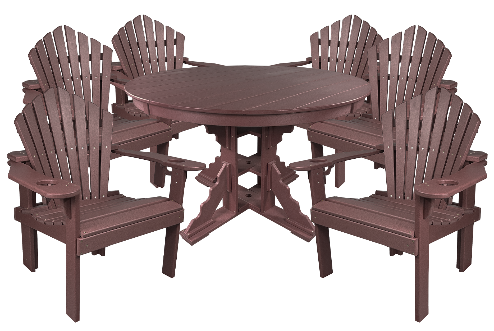 7-Piece 60”rd. Bridgewater Dining Set With Built In Cupholders