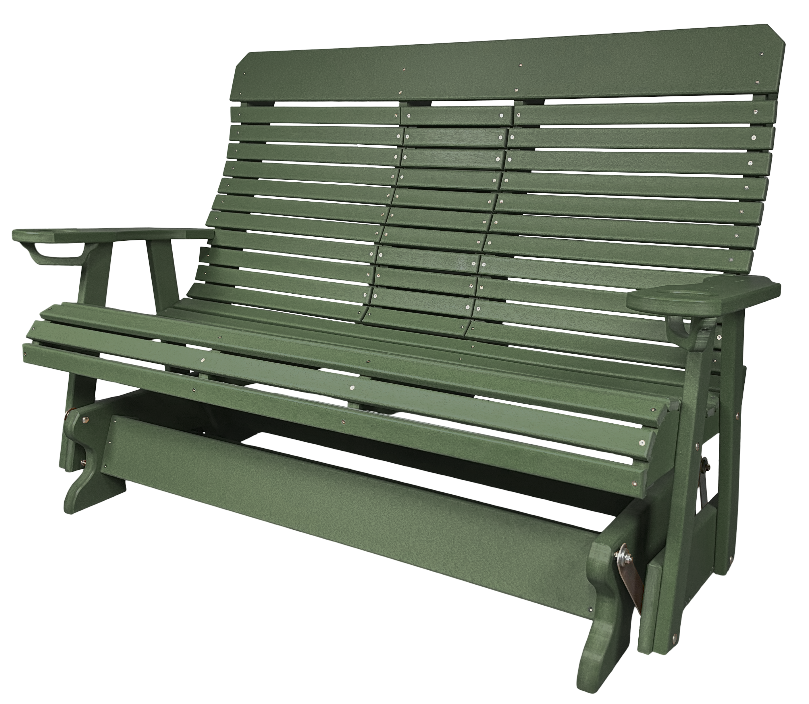5’ft Rolled Back Loveseat Glider With Fold Down Console