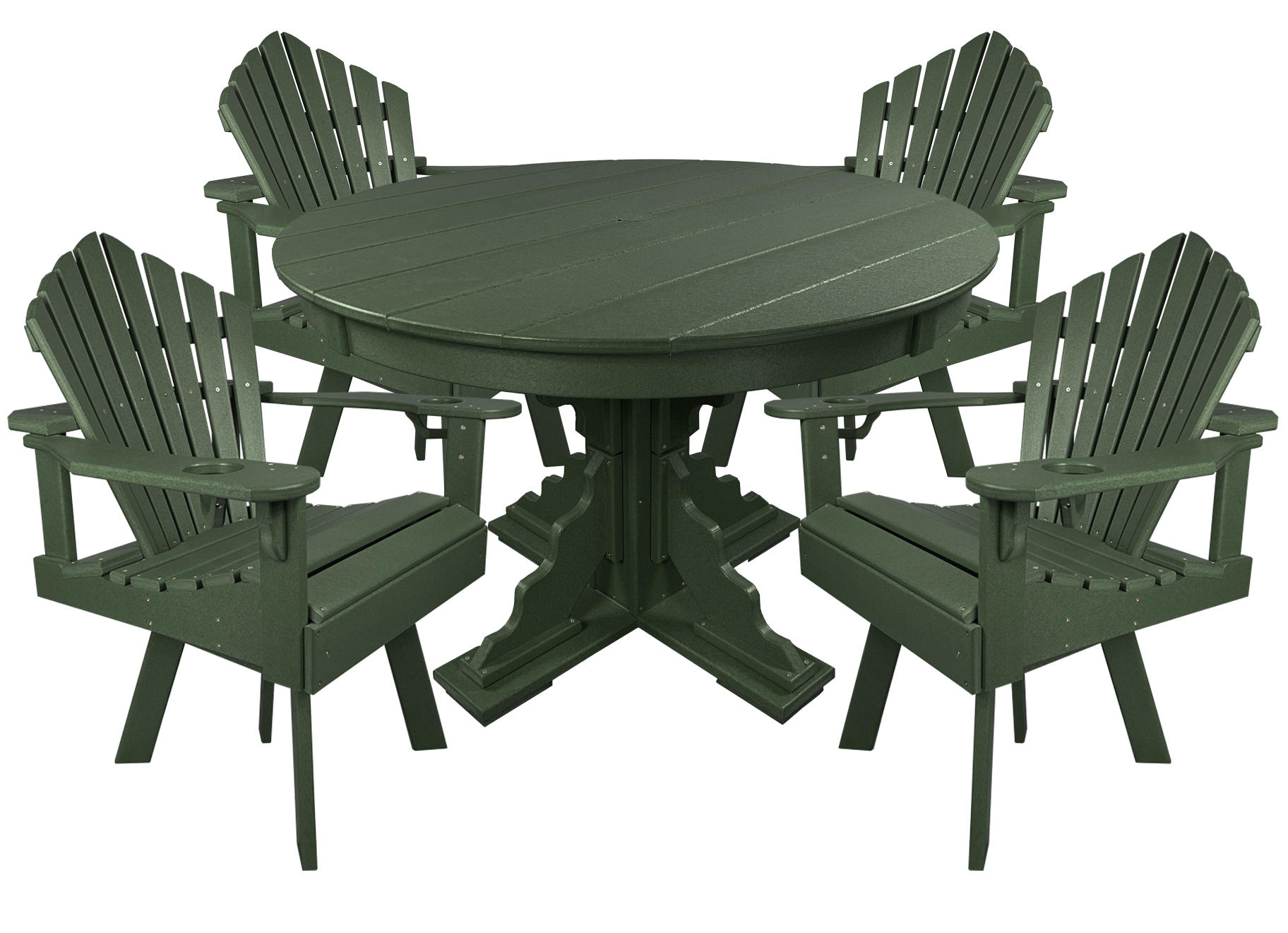 5-Piece 44”rd. Bridgewater Swivel Dining Set With Built In Cupholders