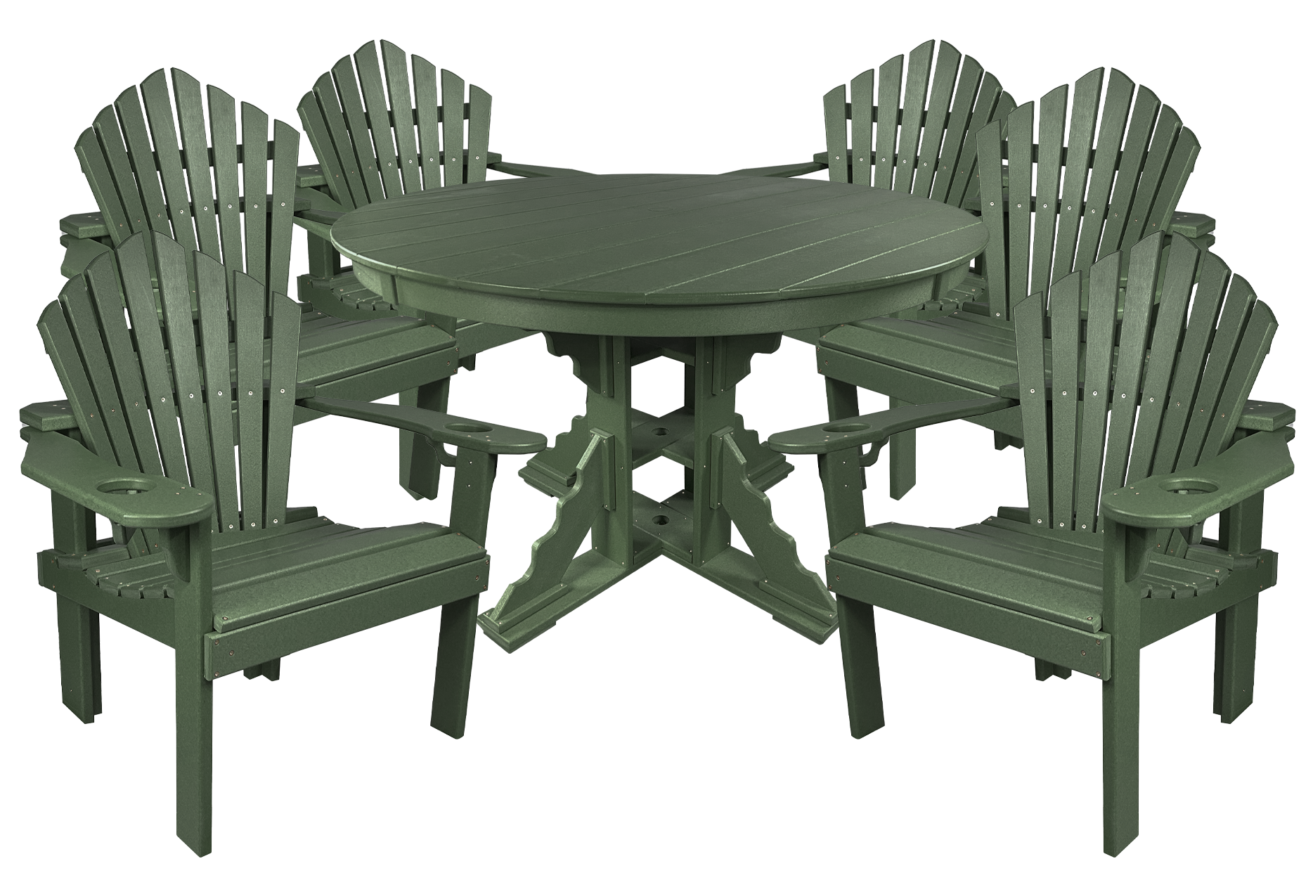 7-Piece 60”rd. Bridgewater Dining Set With Built In Cupholders