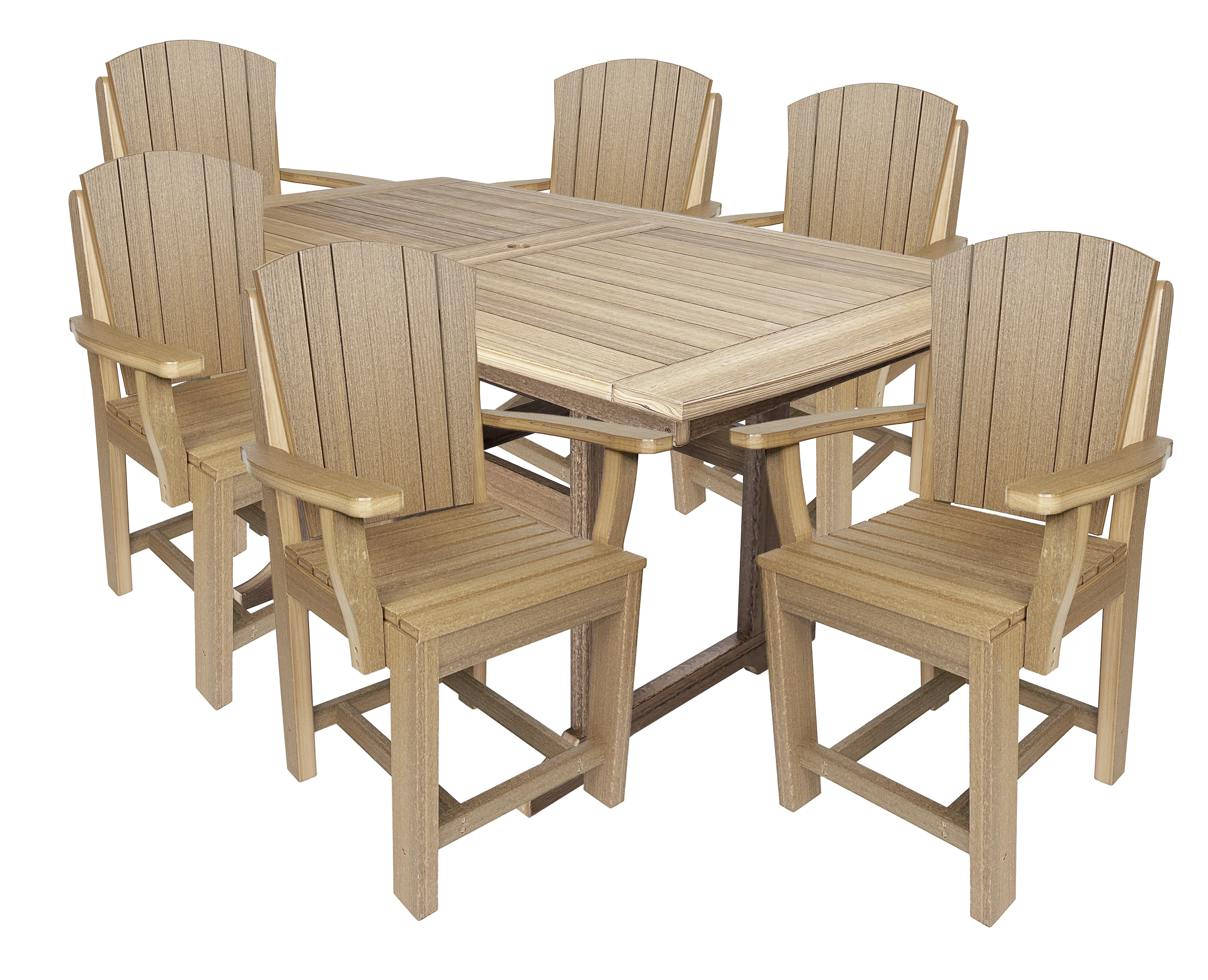 7-Piece Plantation Dining Set With 6 Arm Chairs