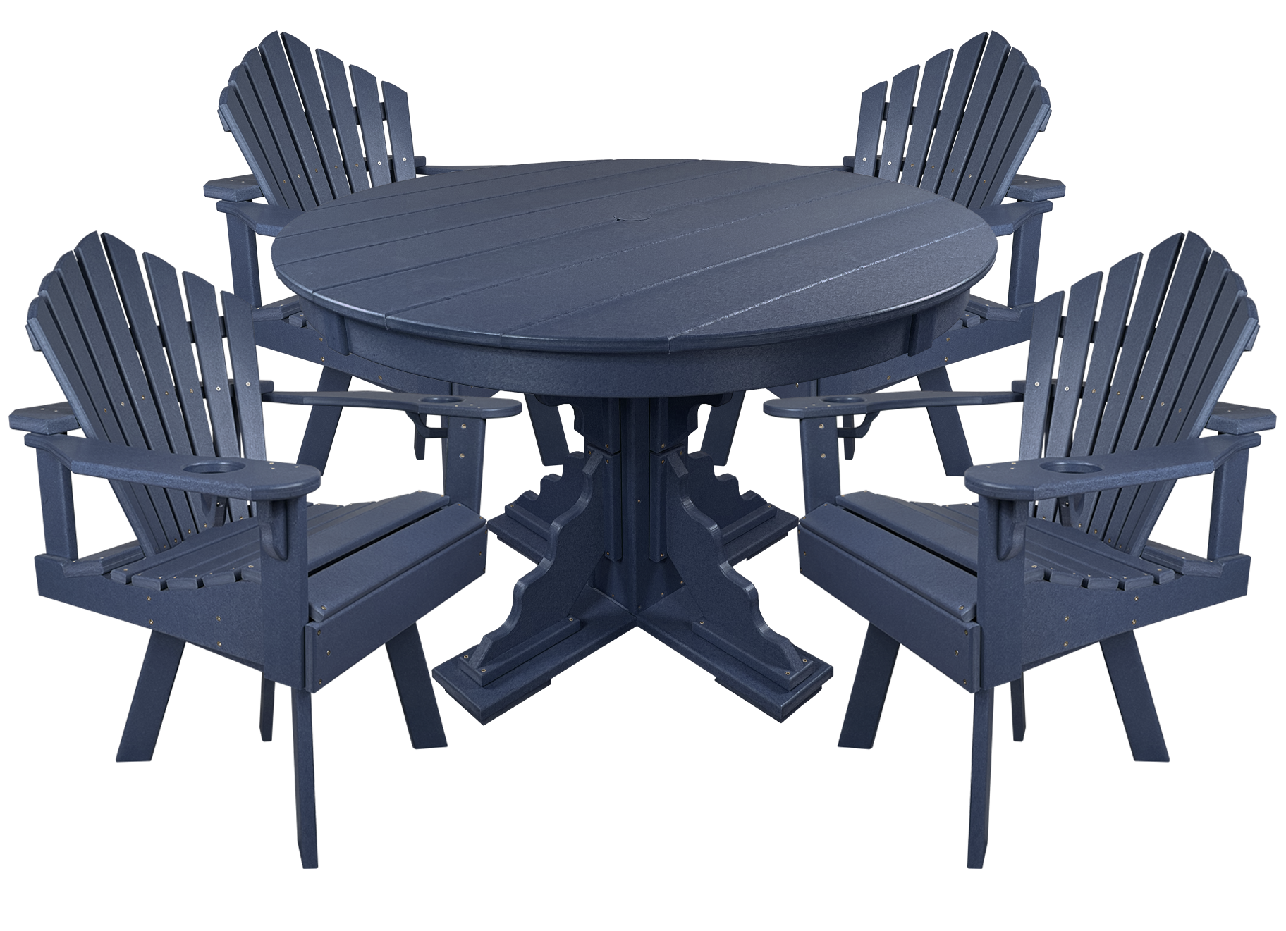 5-Piece 44”rd. Bridgewater Swivel Dining Set With Built In Cupholders